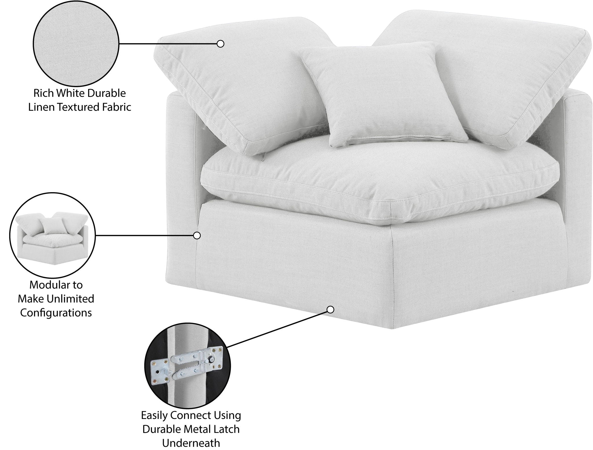 Indulge - Linen Corner Chair - White