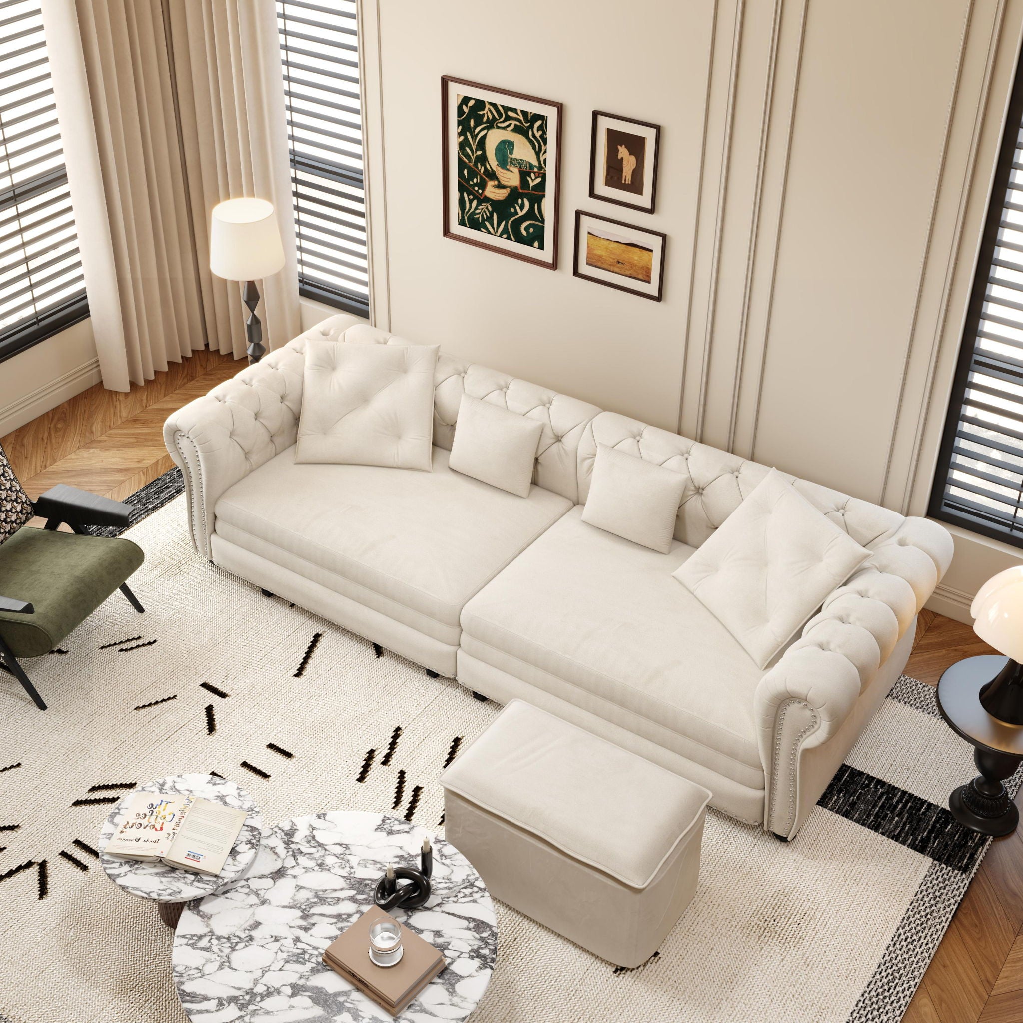 3 In 1 Pull Out Convertible Sleeper Sofa Bed, King Size, Chaise Lounge