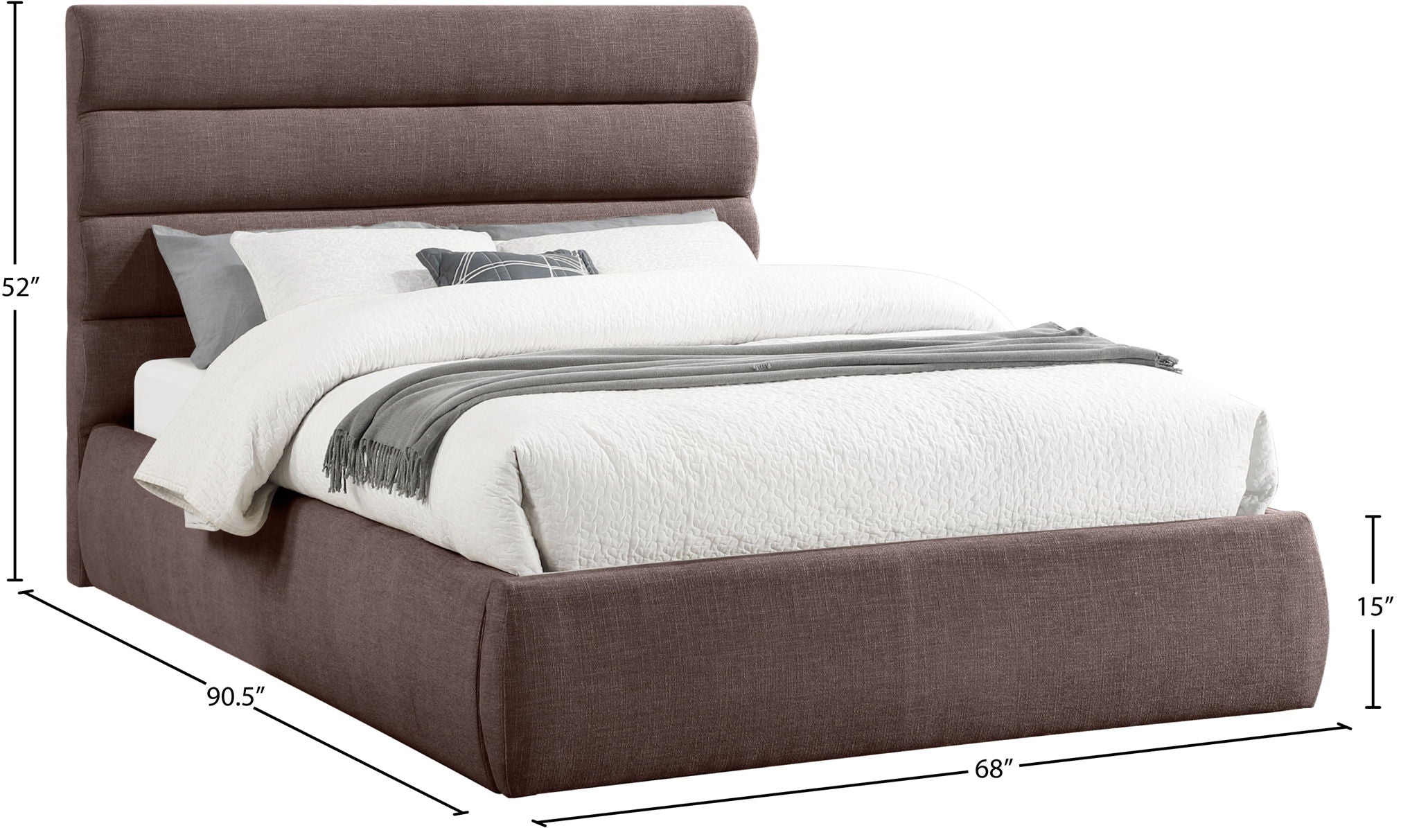 Adam - Linen Fabric Bed With 52" Headboard