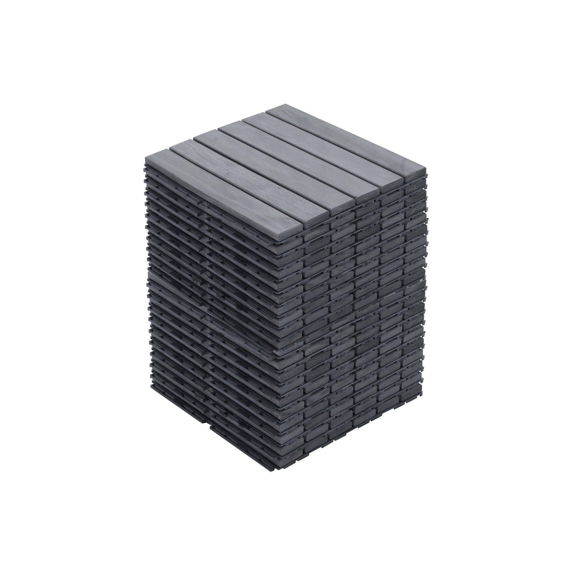 Interlocking Deck Tiles Striped Pattern, Waterproof Anti Mildew Brown