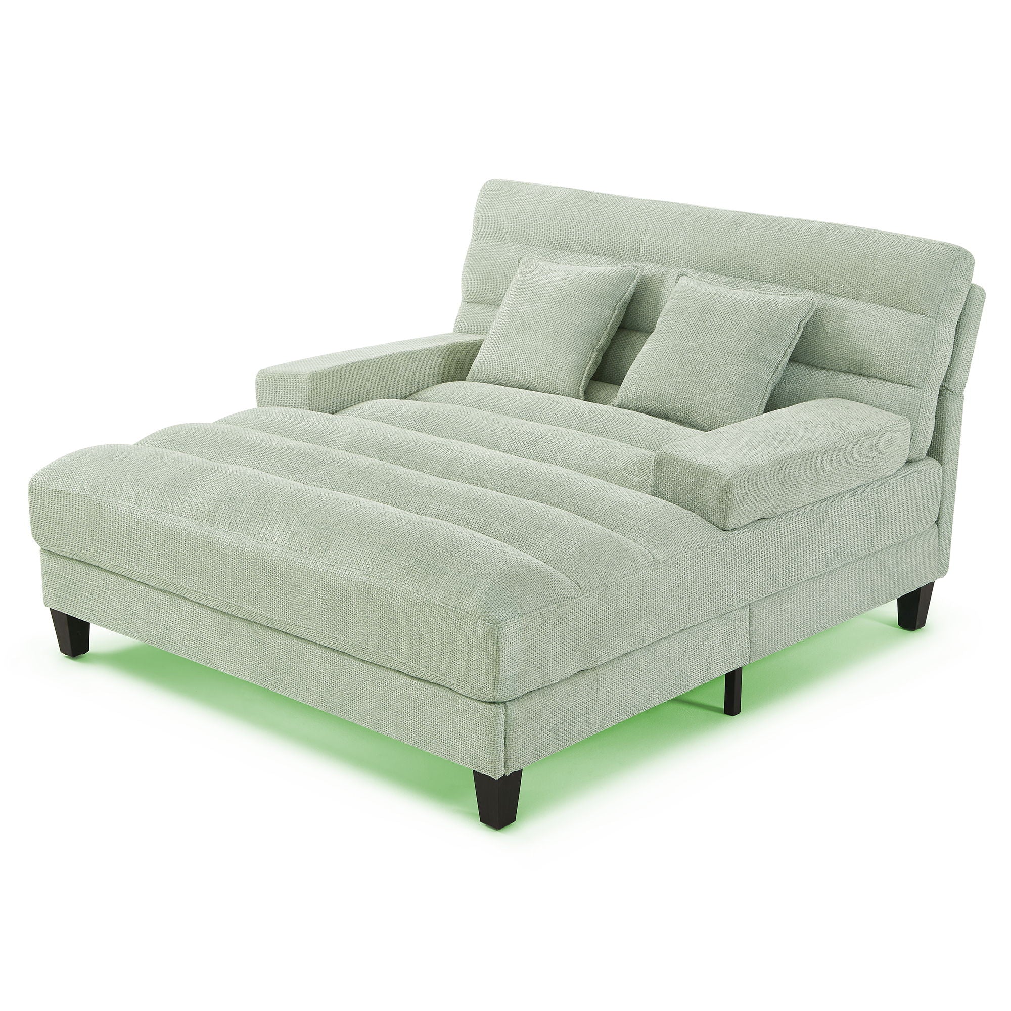 Chaise Bed Lounge Sofa Chair With Adjustable Backrest And LED Light Strip