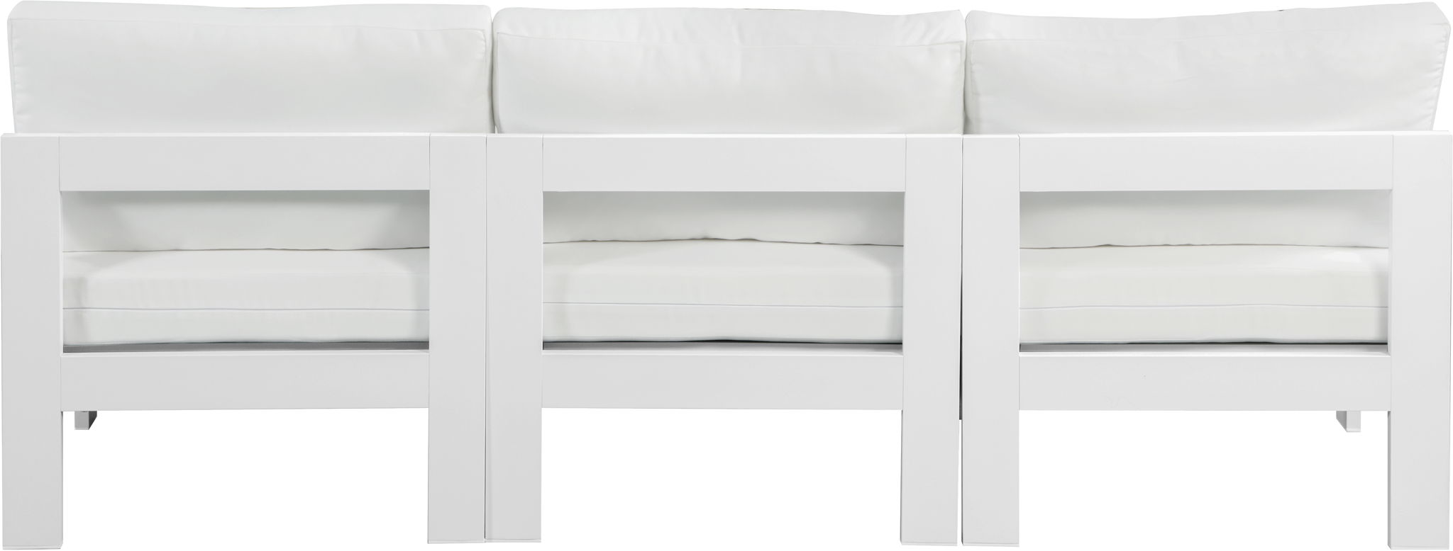 Nizuc - Outdoor Patio 3 Seat Armless Modular Sofa With White Frame