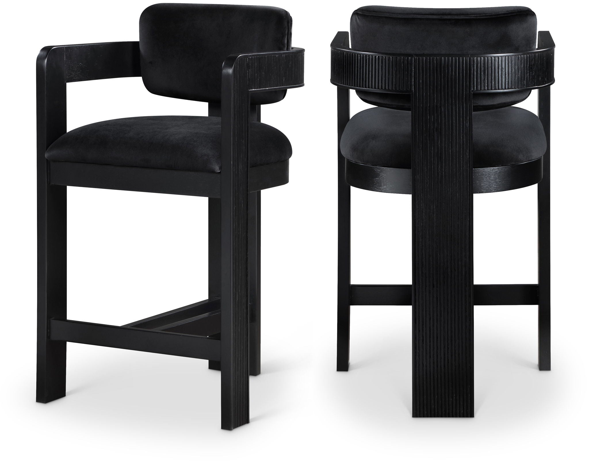 Sacha - Velvet Stool With Black Base