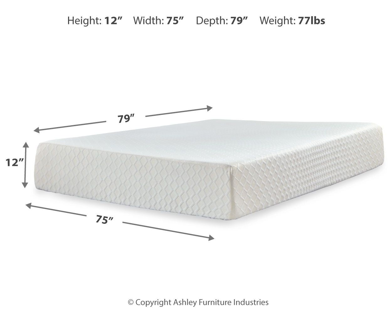 Chime 12 Inch Memory Foam - California King Mattress - 12-inch - White