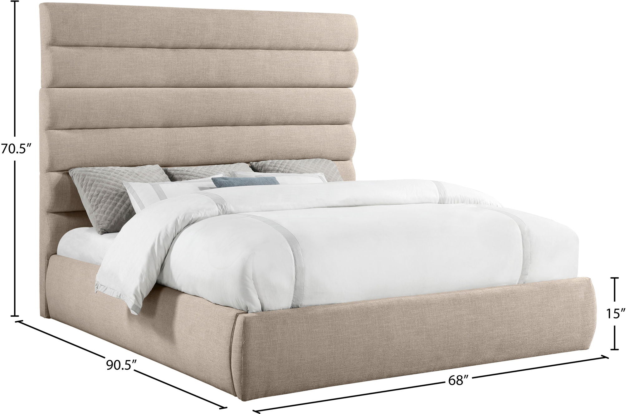 Adam - Linen Fabric Bed With 70.5" Headboard