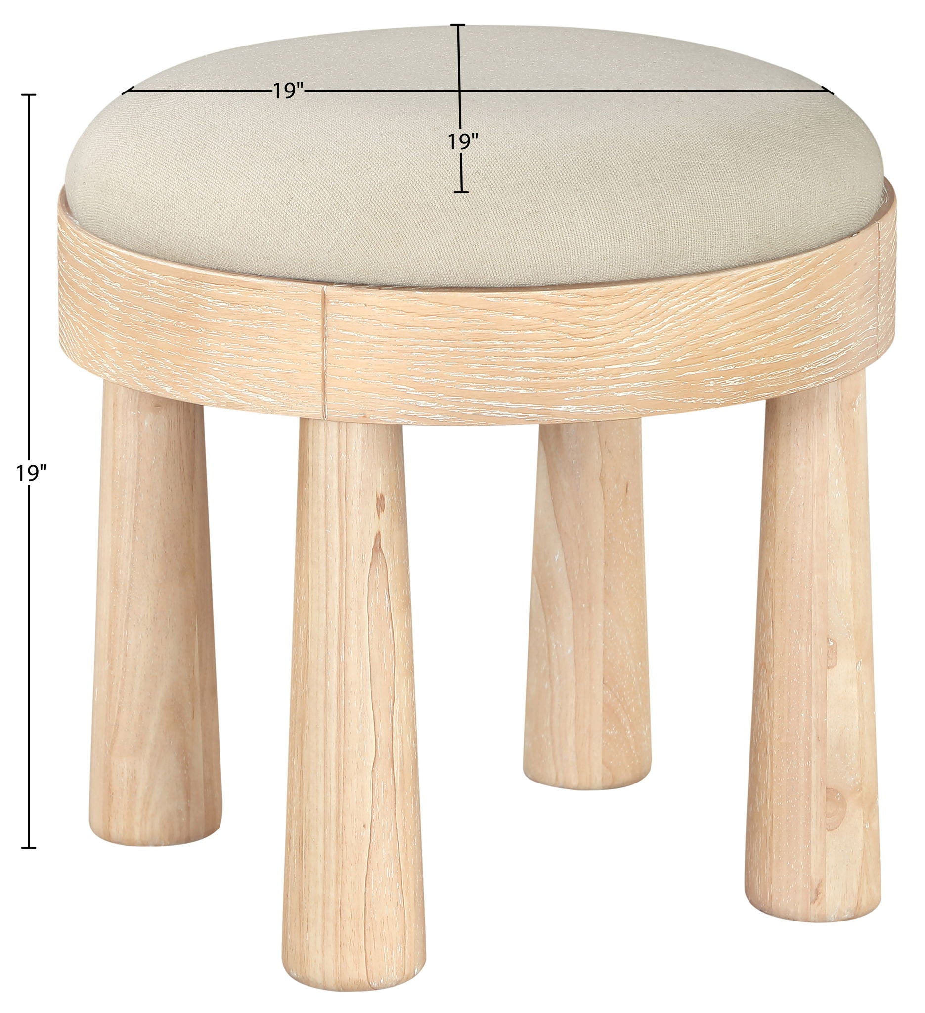 Larea - Linen Textured Fabric Ottoman - Natural Base