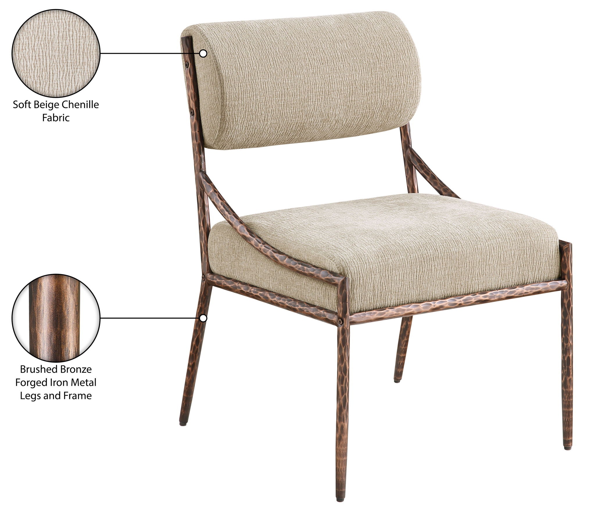 Bastille - Upholstered Dining Side Chair (Set of 2) - Bronze Frame