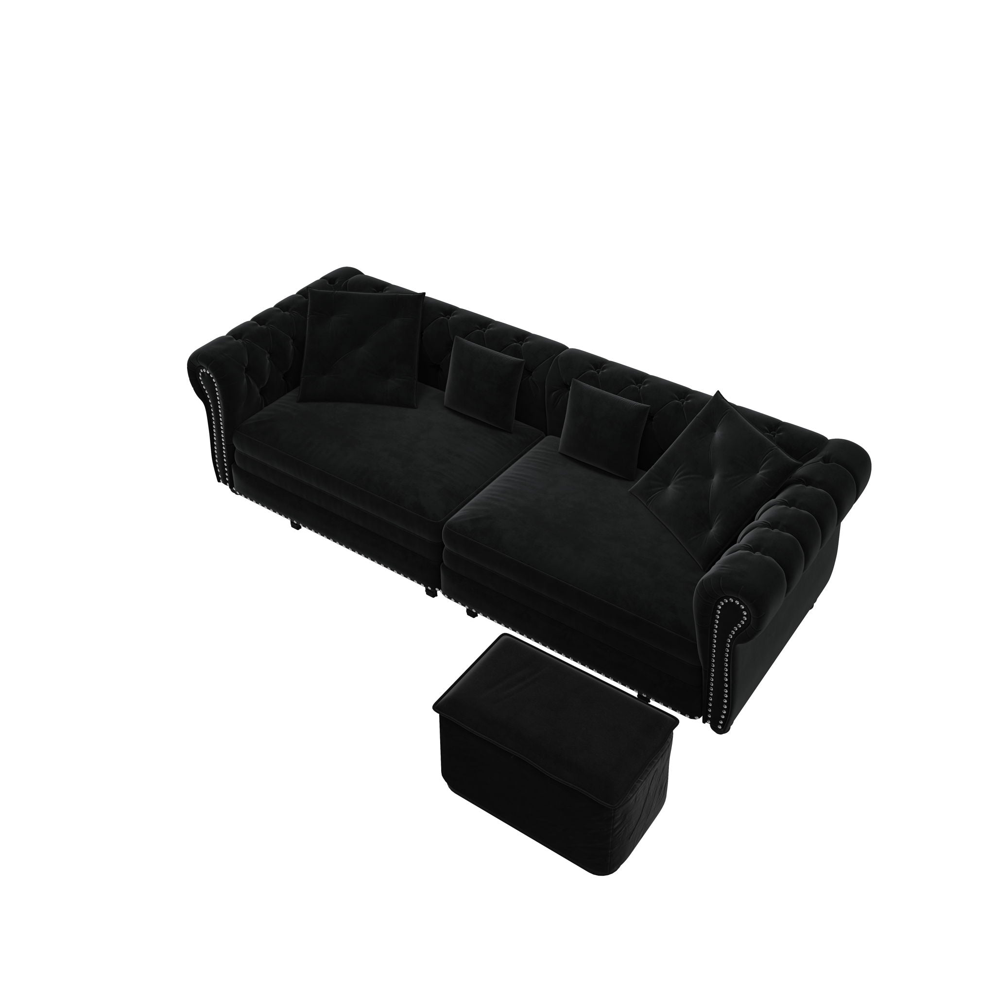 3 In 1 Convertible Sleeper Sofa Bed With Movable Ottoman