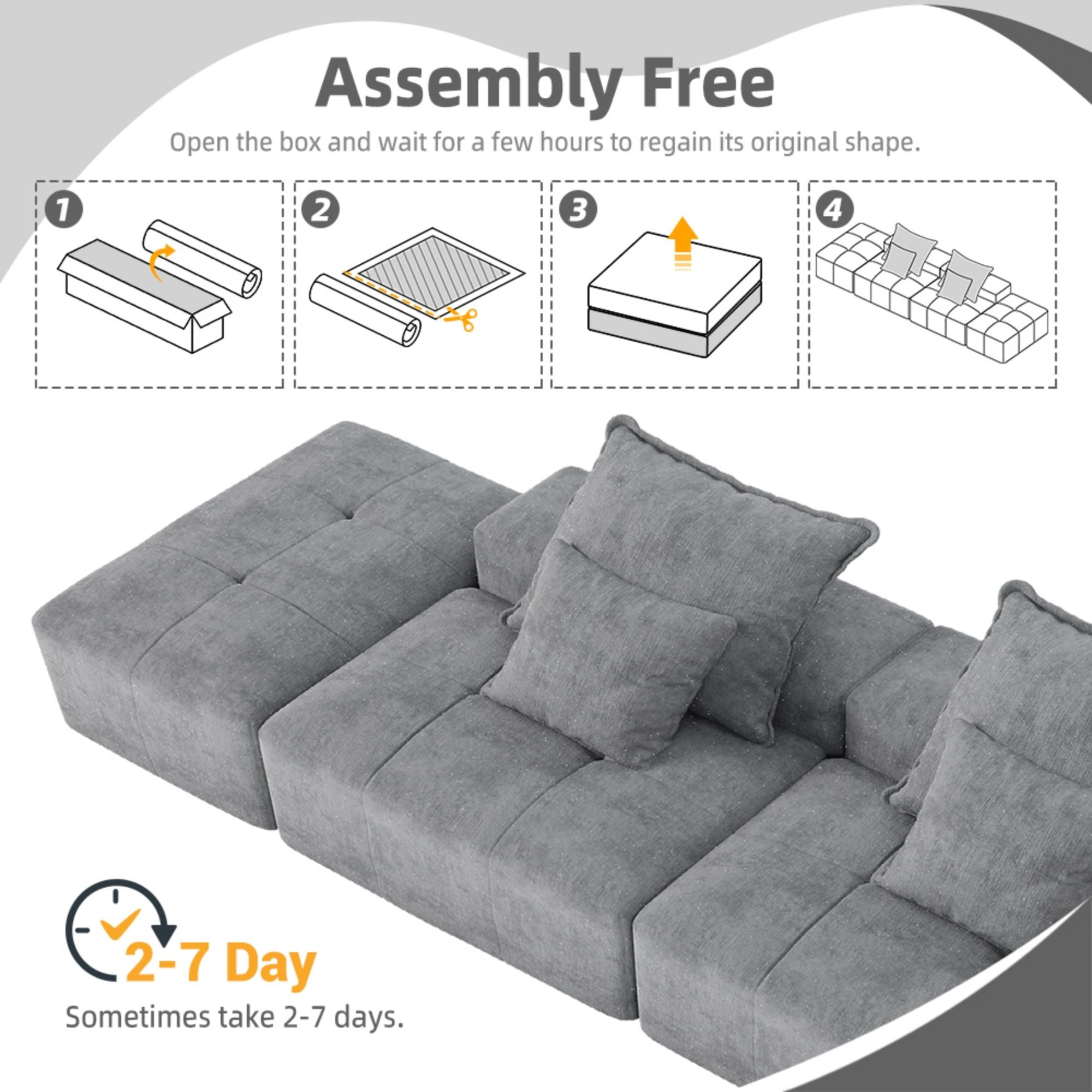 Modern Oversized Diy Combination Modular Sectional Sofa With Pillows