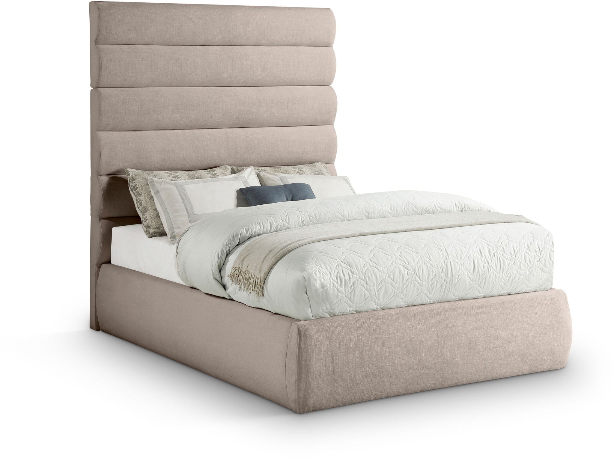 Adam - Linen Fabric Bed With 70.5" Headboard