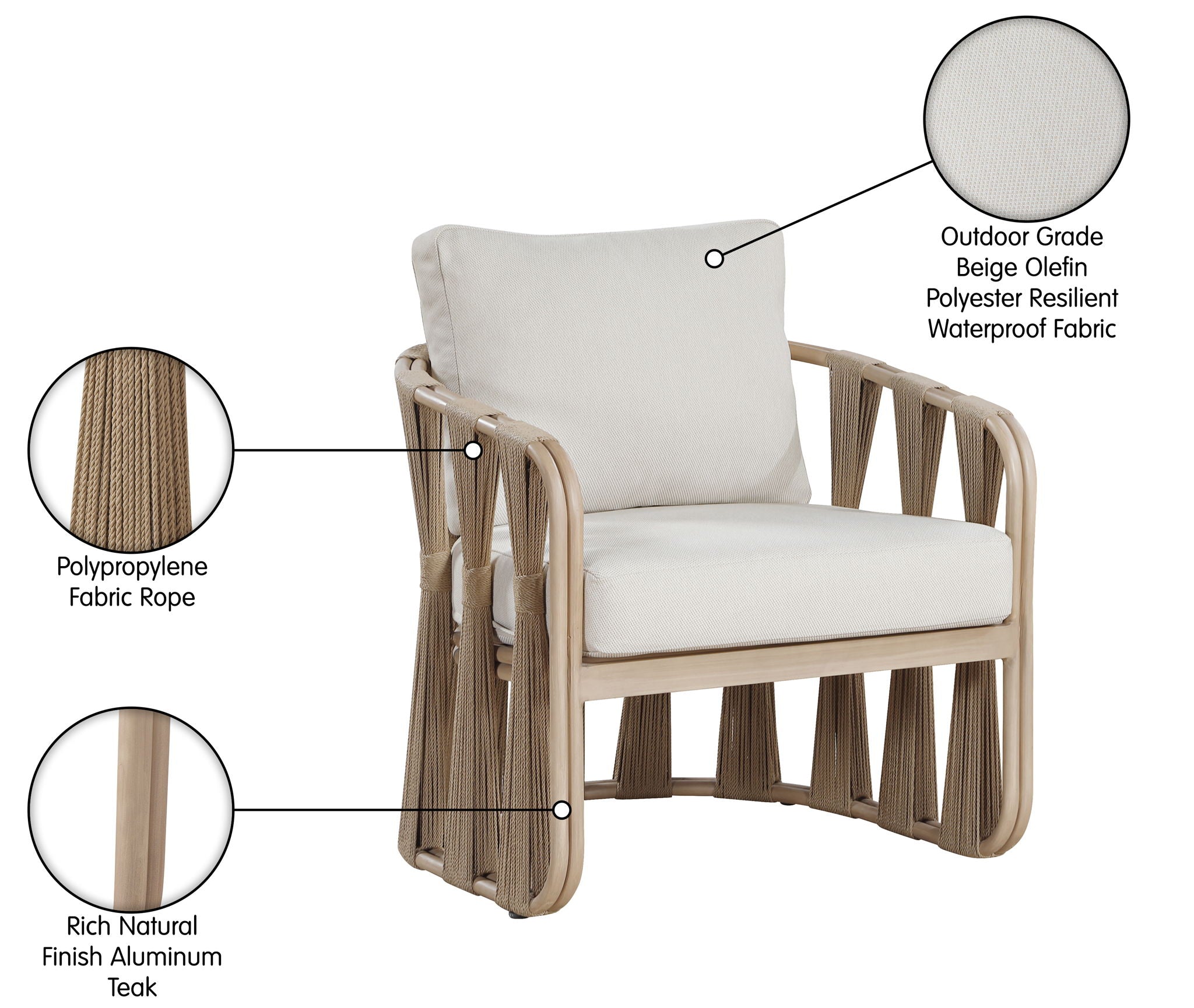 San Pietro - Resilient Waterproof Fabric Upholstered Outdoor Patio Chair