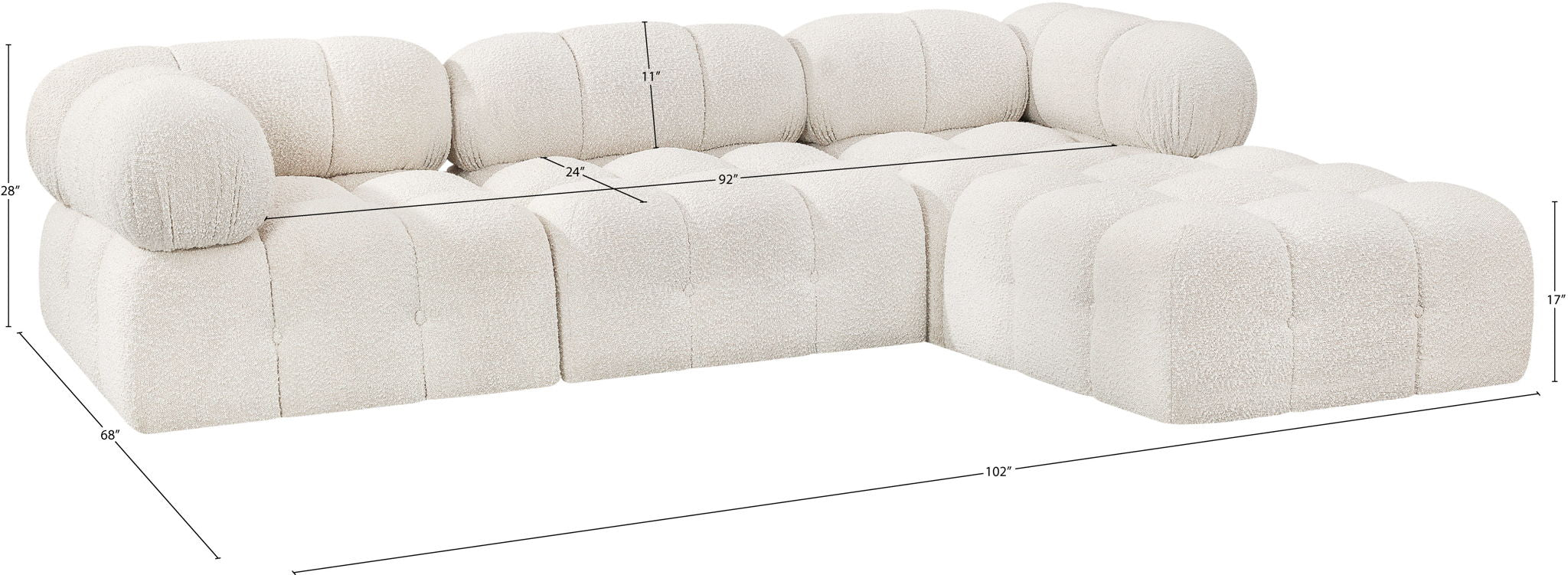 Ames - 4 Piece Fabric Modular Sectional
