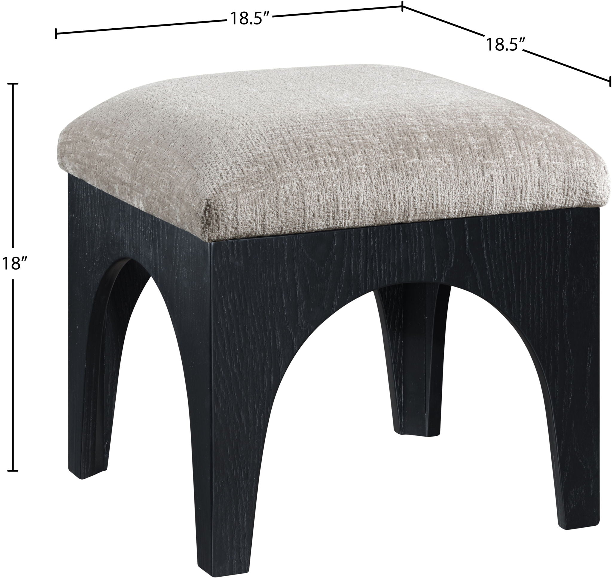 Lawson - Chenille Fabric Ottoman - Black Base