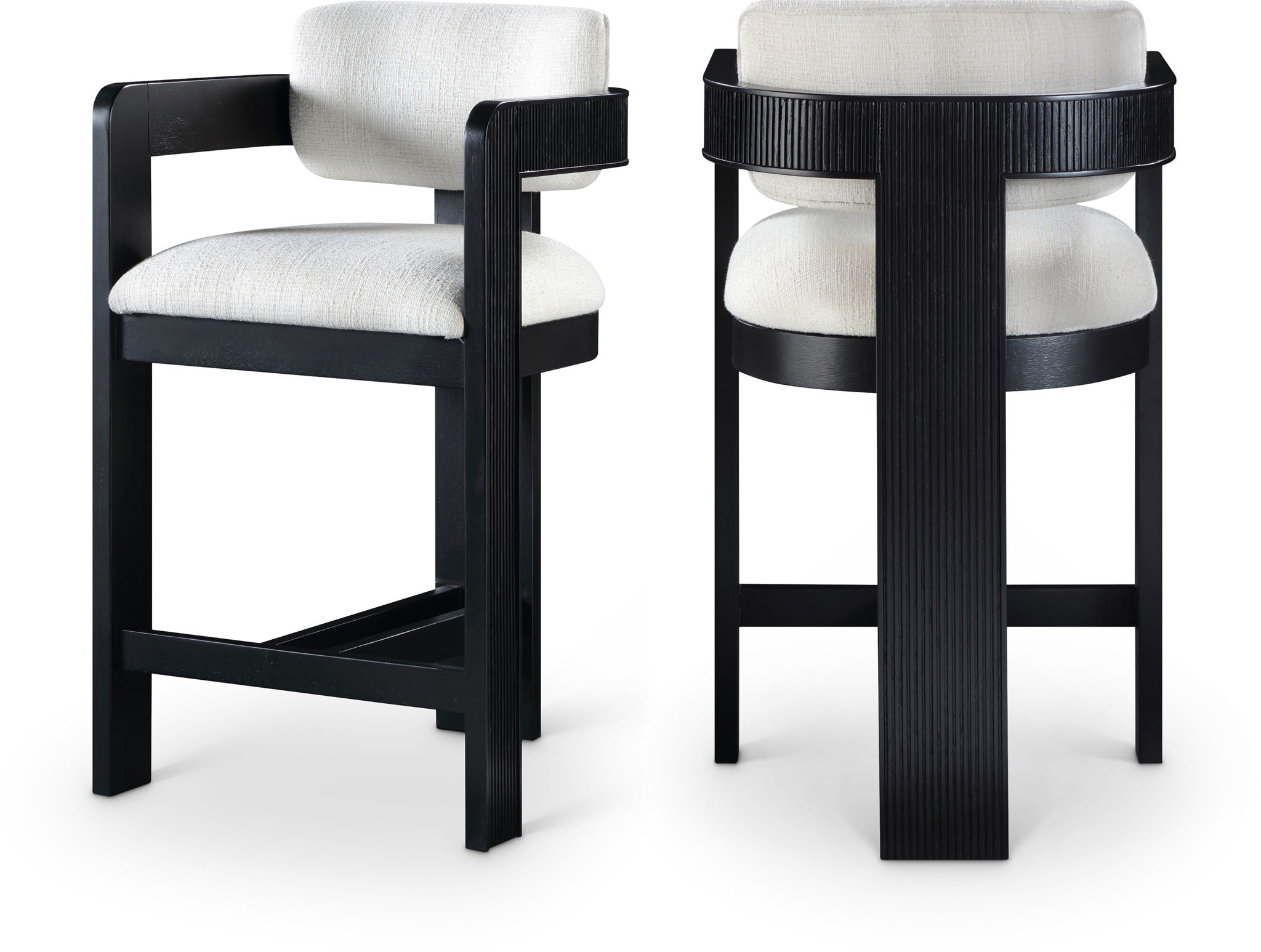 Sacha - Linen Stool With Black Base