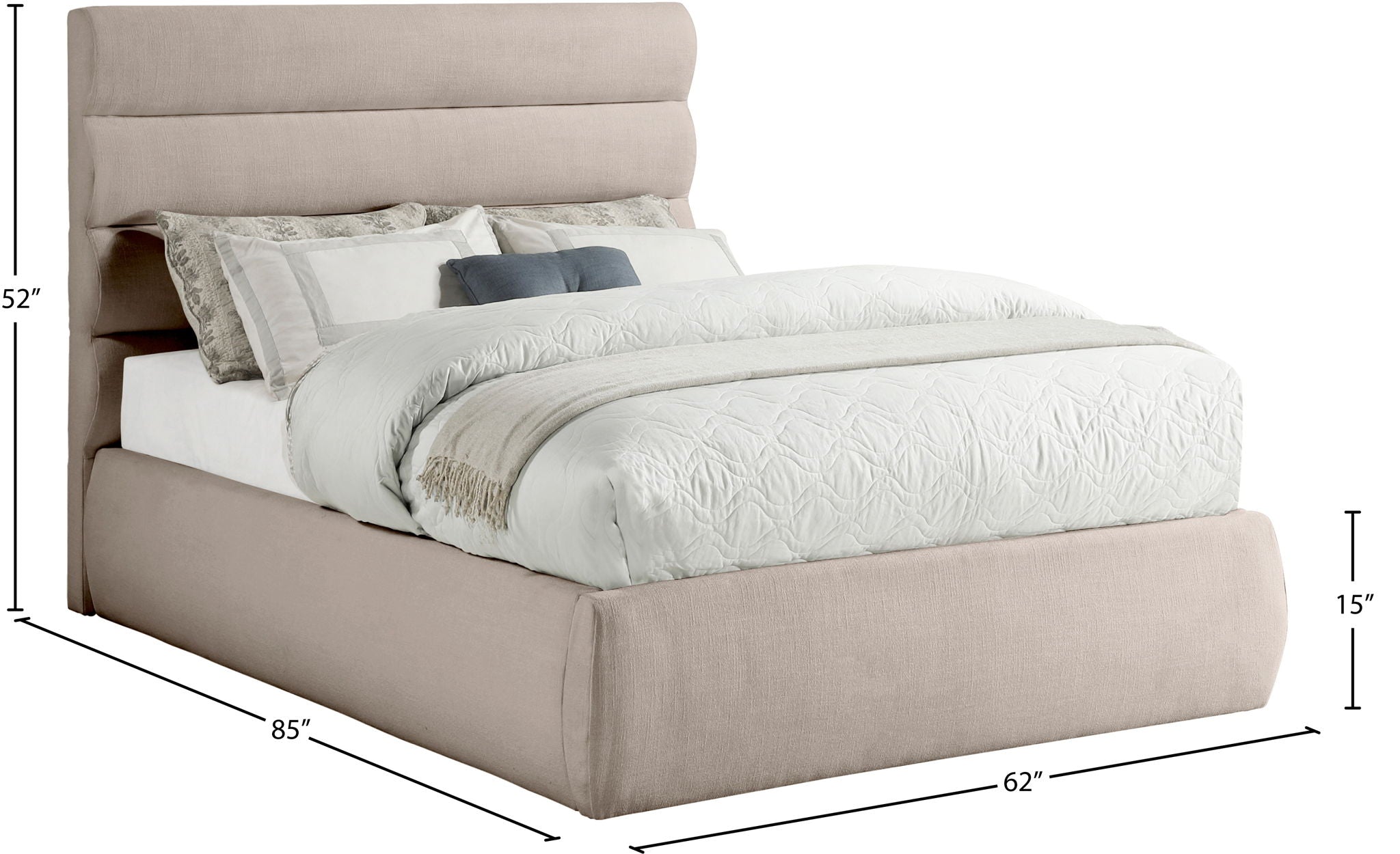 Adam - Linen Fabric Bed With 52" Headboard