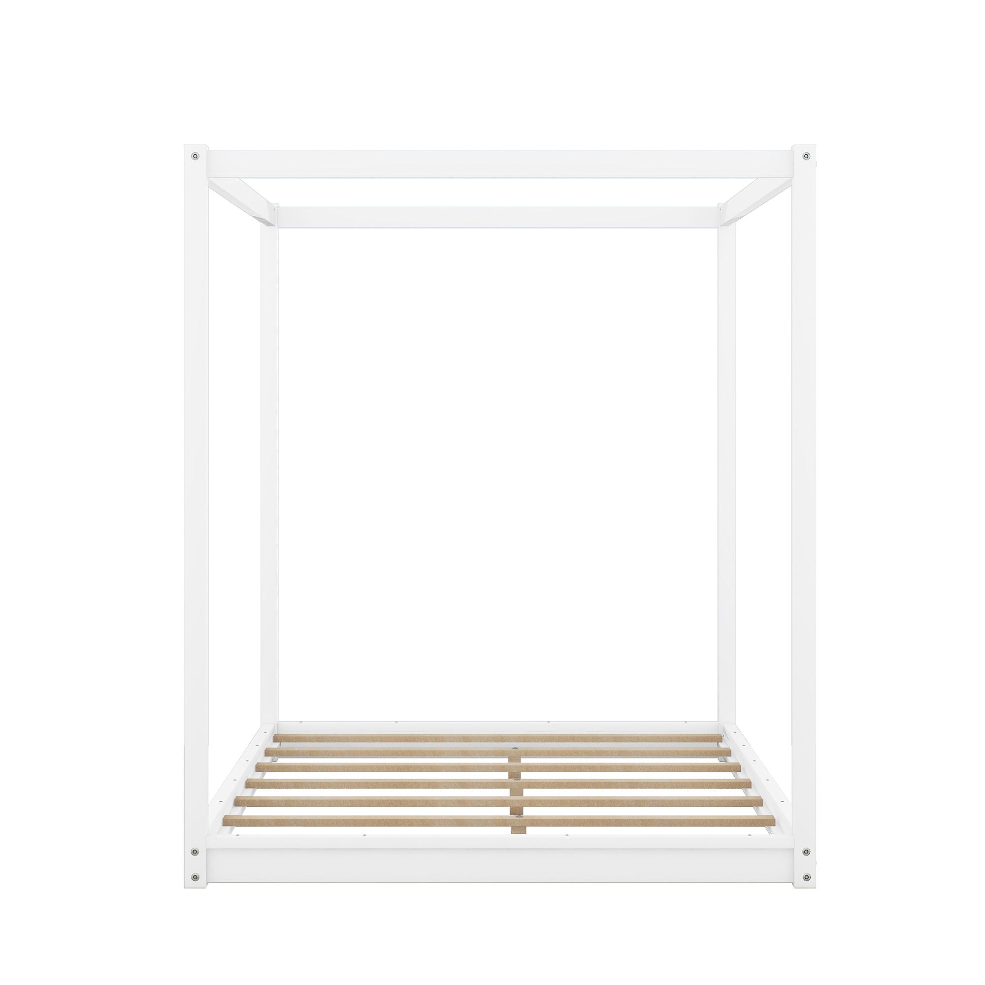 Wood Canopy Platform Bed With Support Legs And Airflow Slats