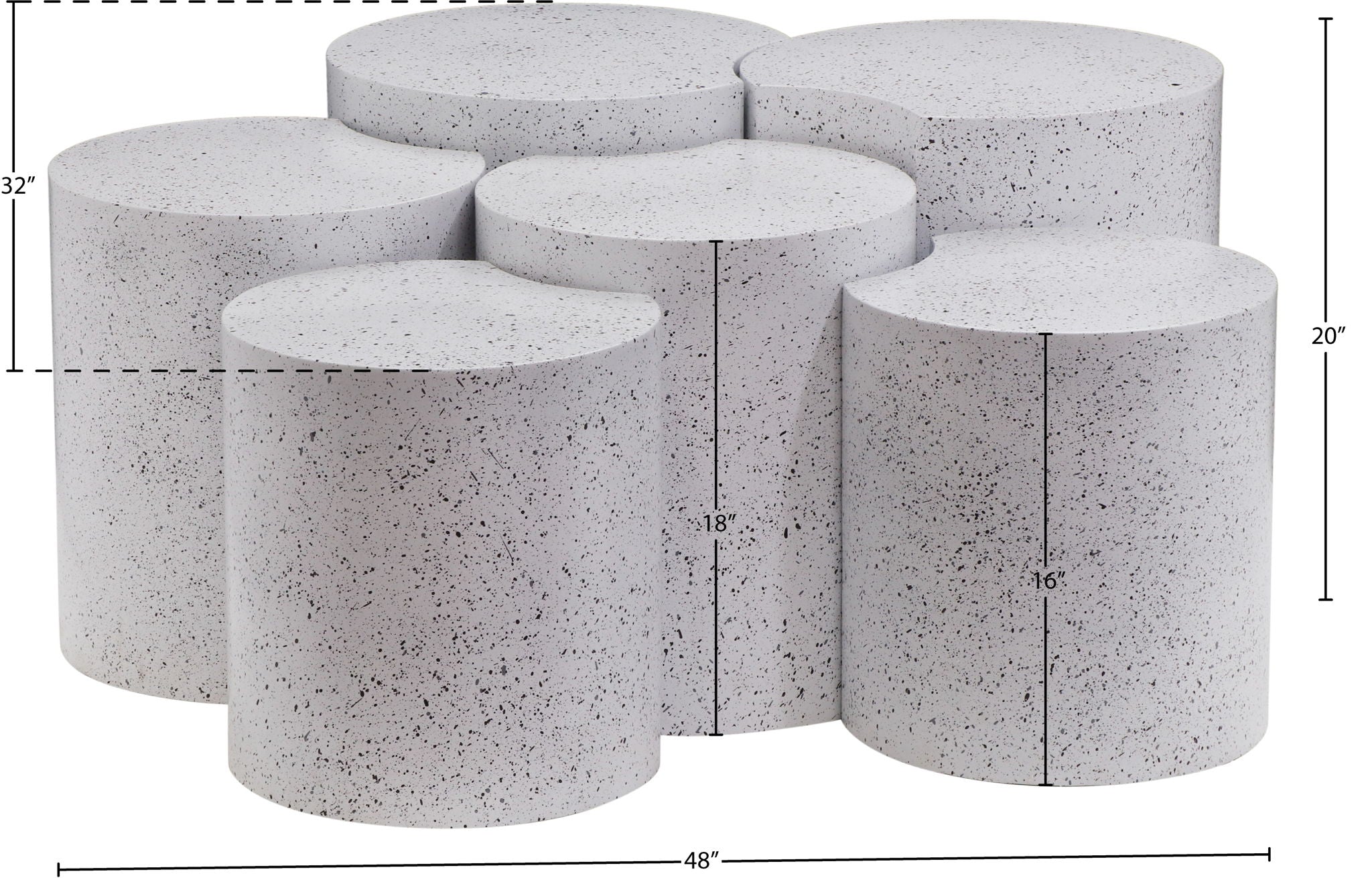 Dimple - 20" 6 Piece Modular Coffee Table - Terazzo Finish
