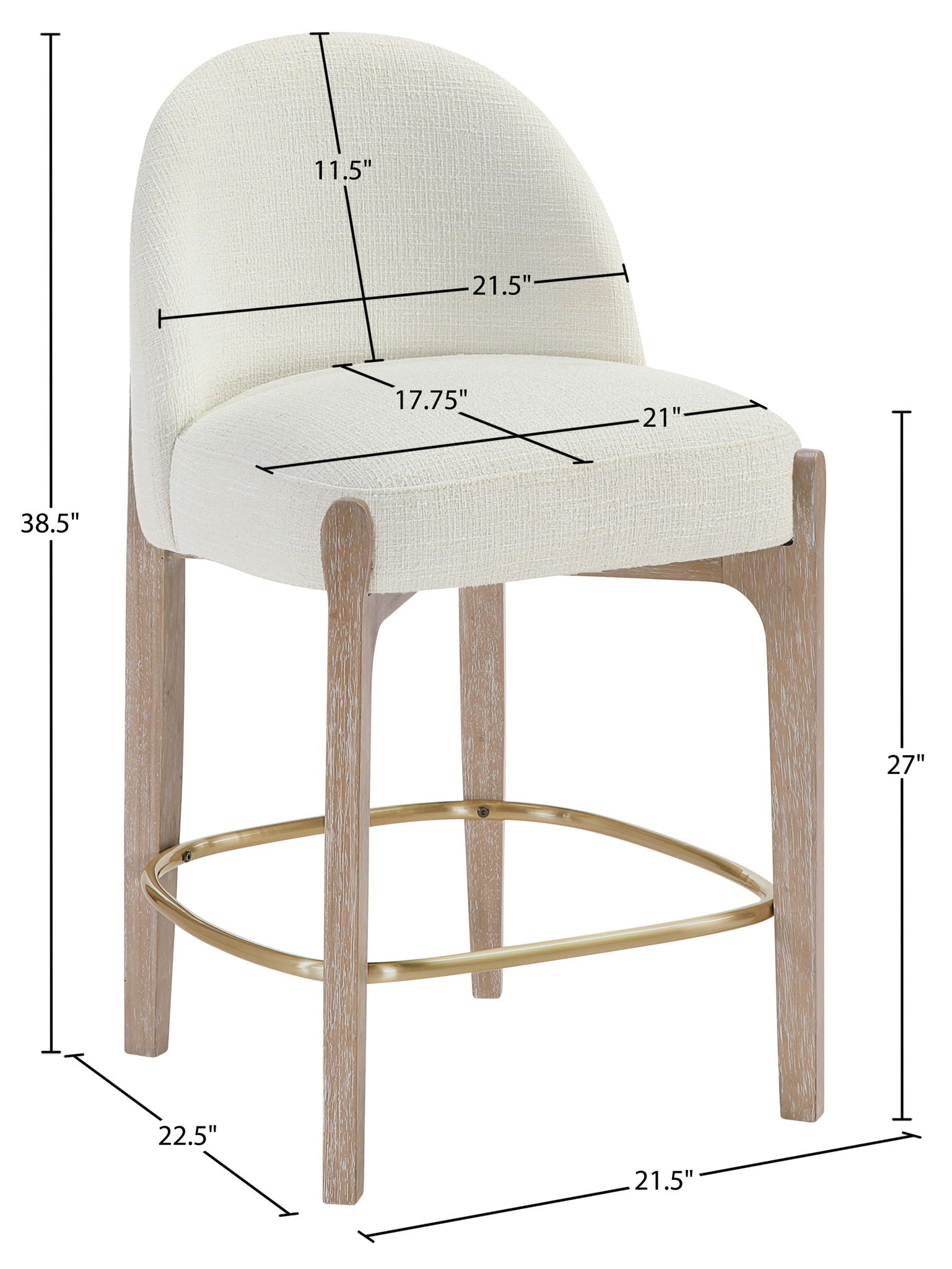 Torino - Counter Stool With Brushed Natural Base