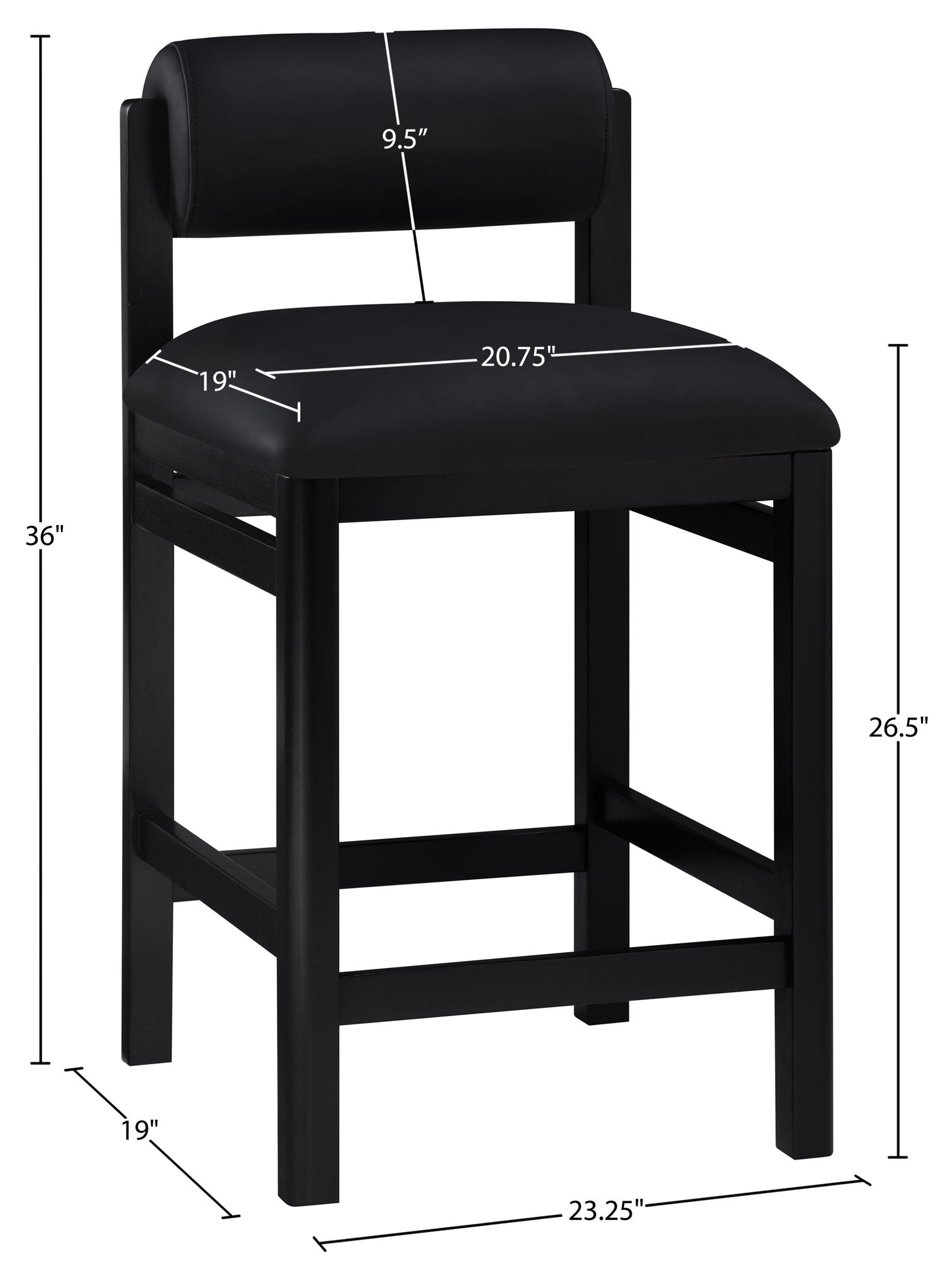 Roundhill - Faux Leather Counter Stool - Black Frame