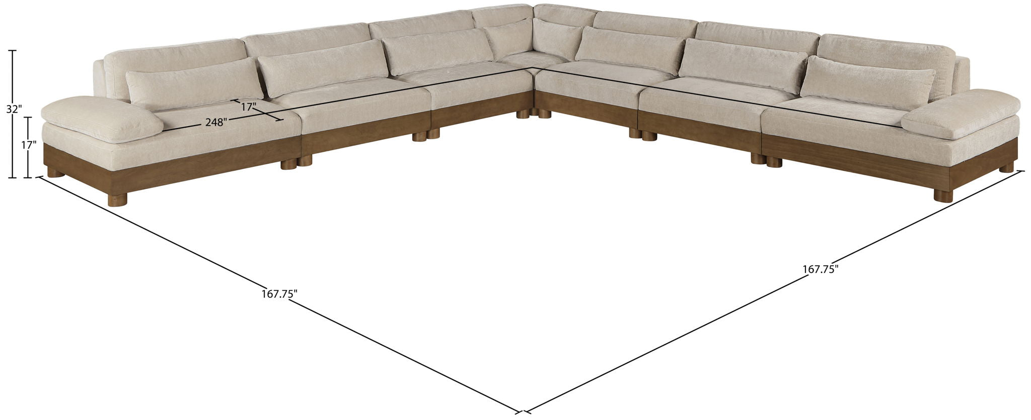 Turin - Chenille Fabric Upholstered Modular Sectional - Taupe