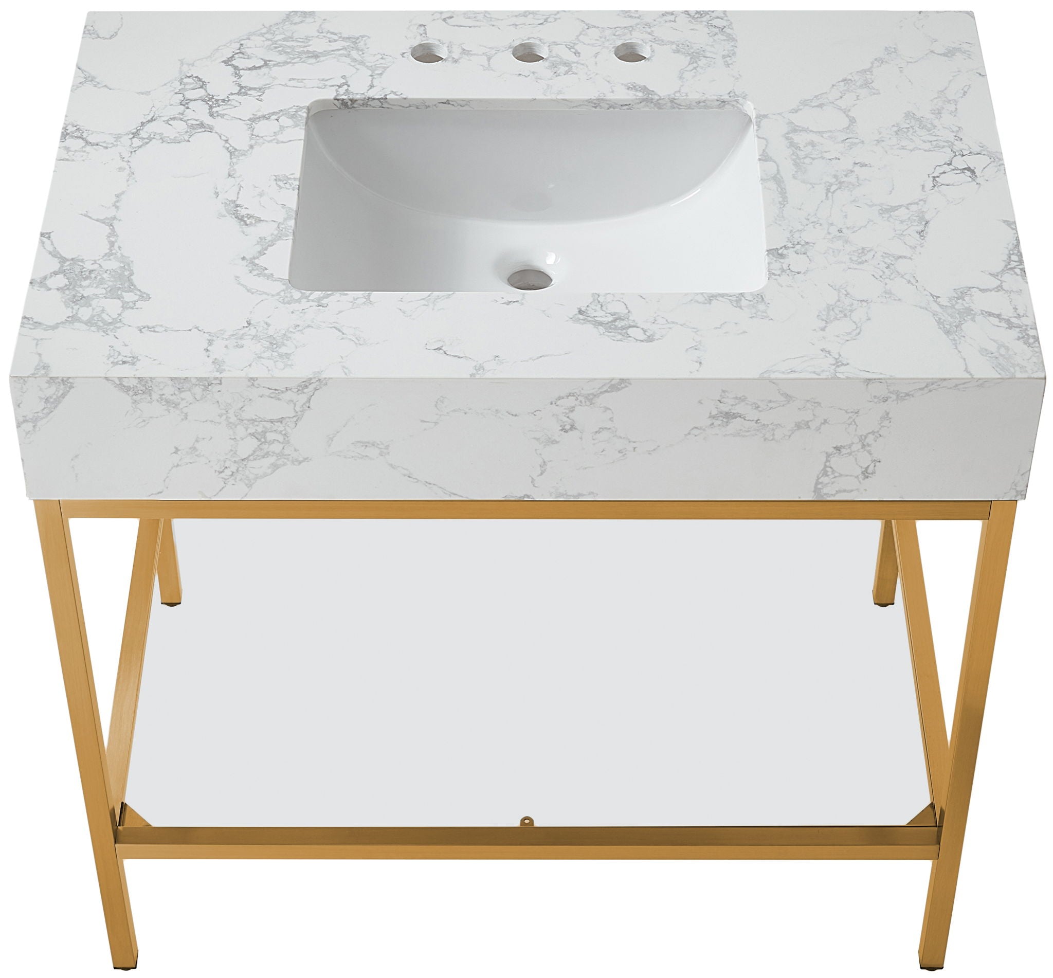 Marmo - Engineered Marble Bathroom Vanity With Gold Base