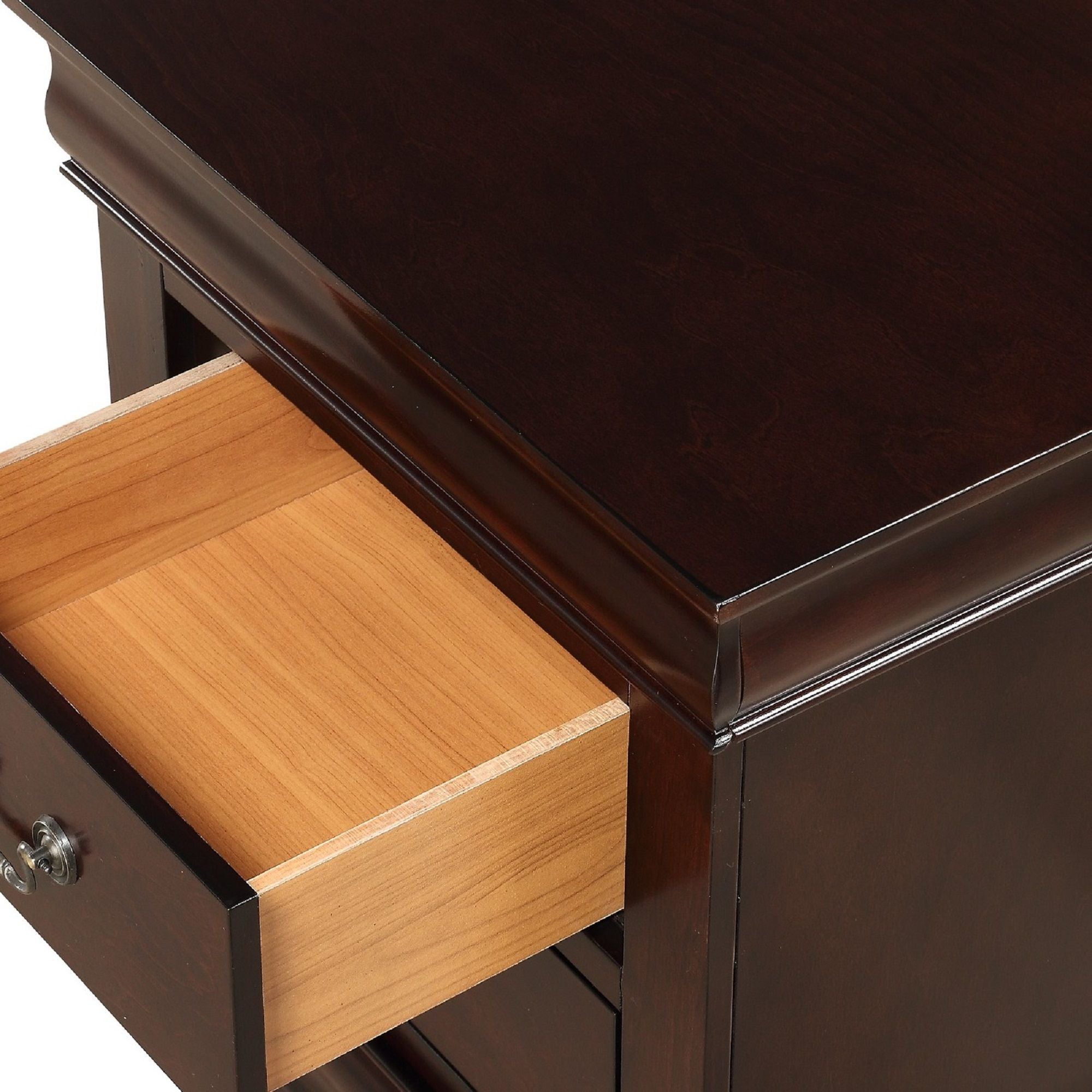 Contemporary Louis Philip Cherry Chest With Five Drawers Solid Wood Ample Storage - Cherry