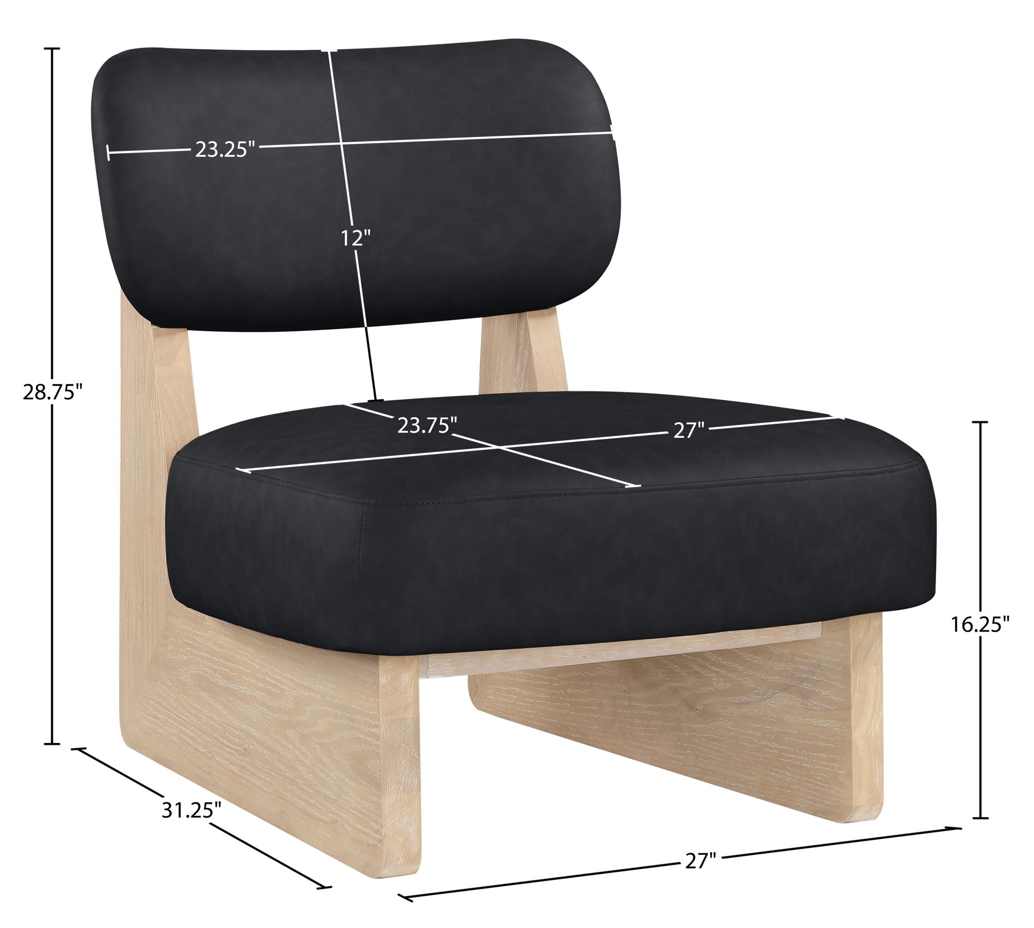 Vetra - Vegan Leather Upholstered Accent Chair With Natural Base