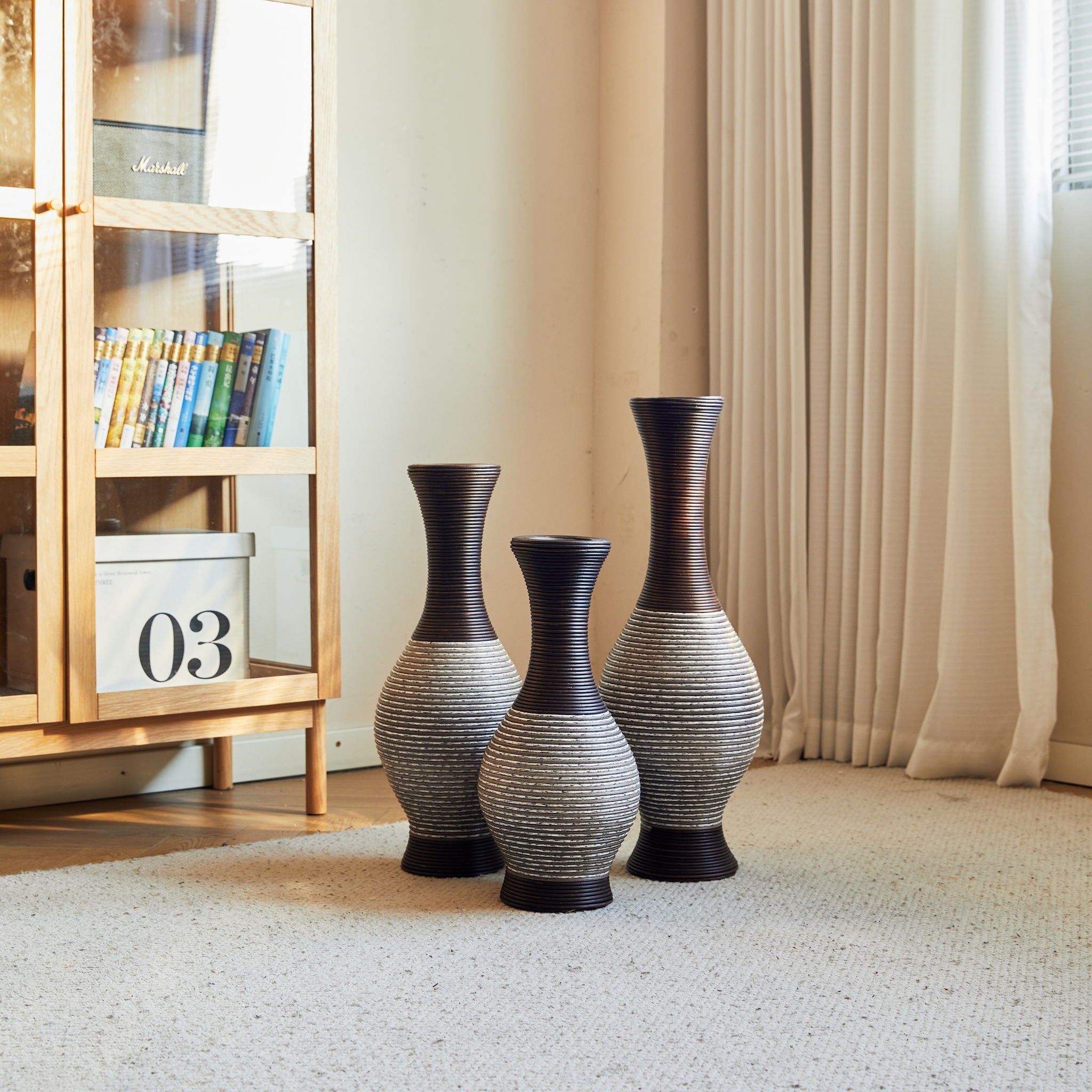 Tall Designer Floor Vase With Elegant 2 Tone