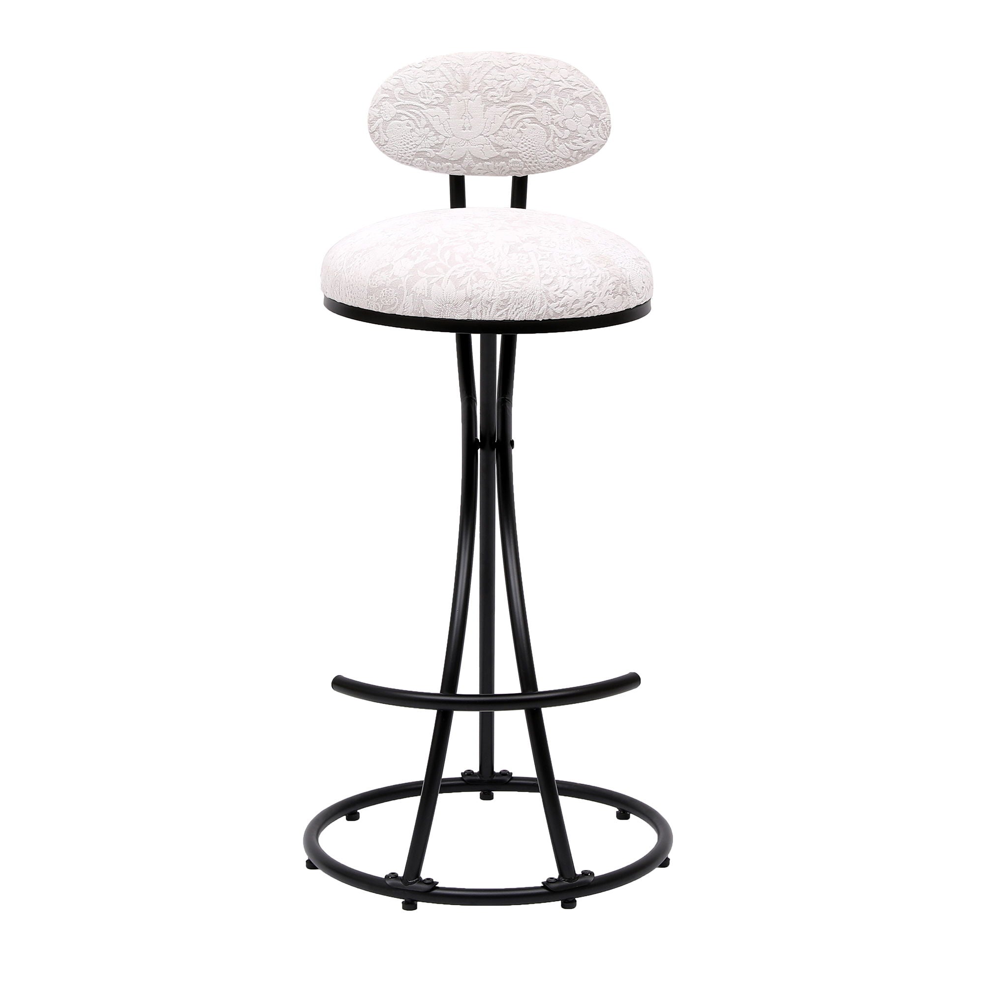 Round Print Bar Stools Upholstered Chairs For Kitchen (Set of 2)
