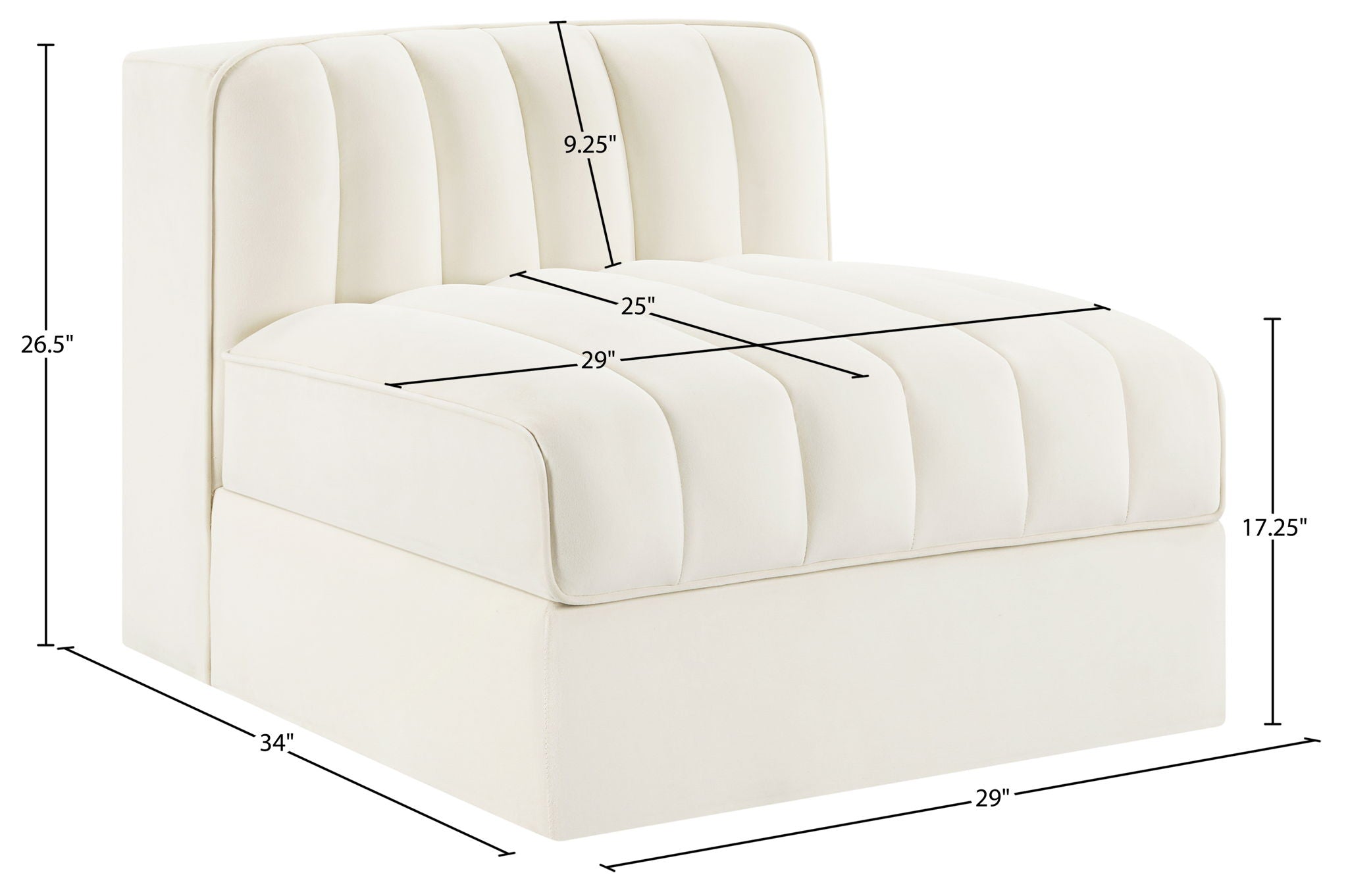 Rummi - Velvet Performance Fabric Upholstered Modular Armless Chair