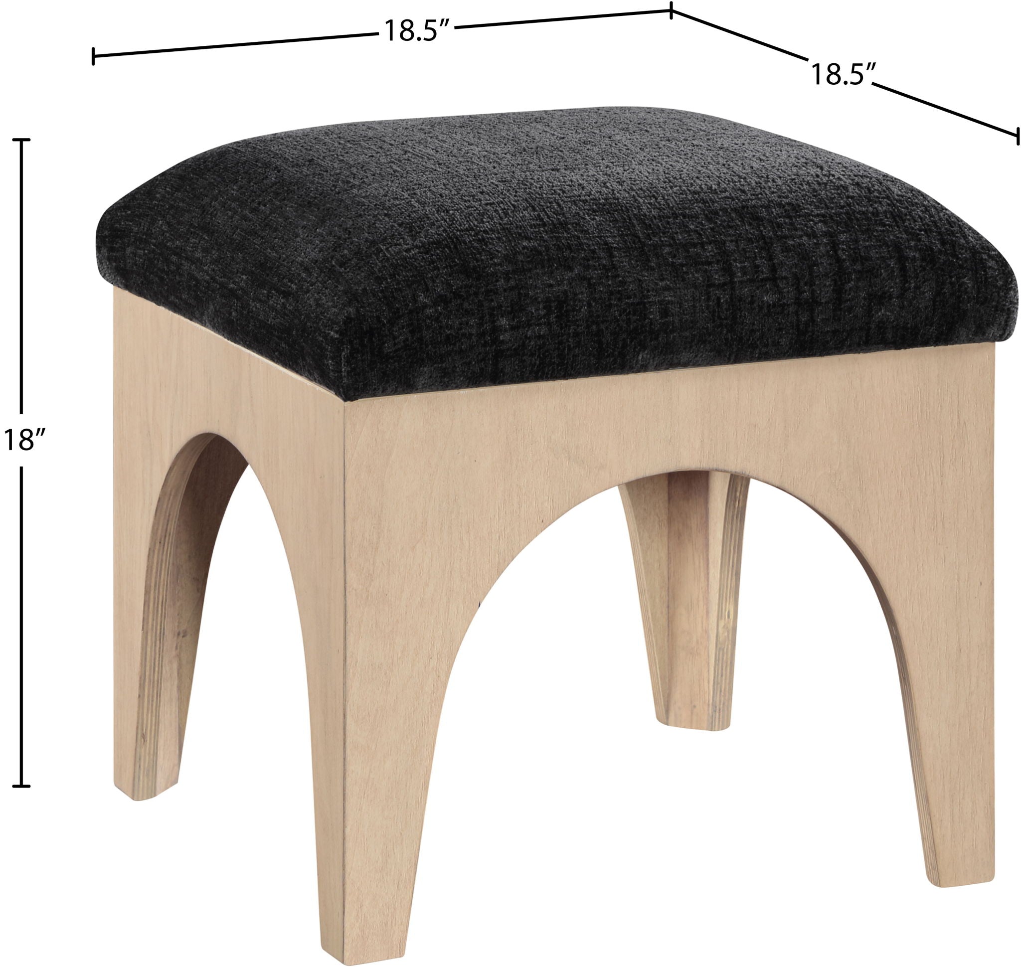 Lawson - Chenille Fabric Ottoman - Natural Base