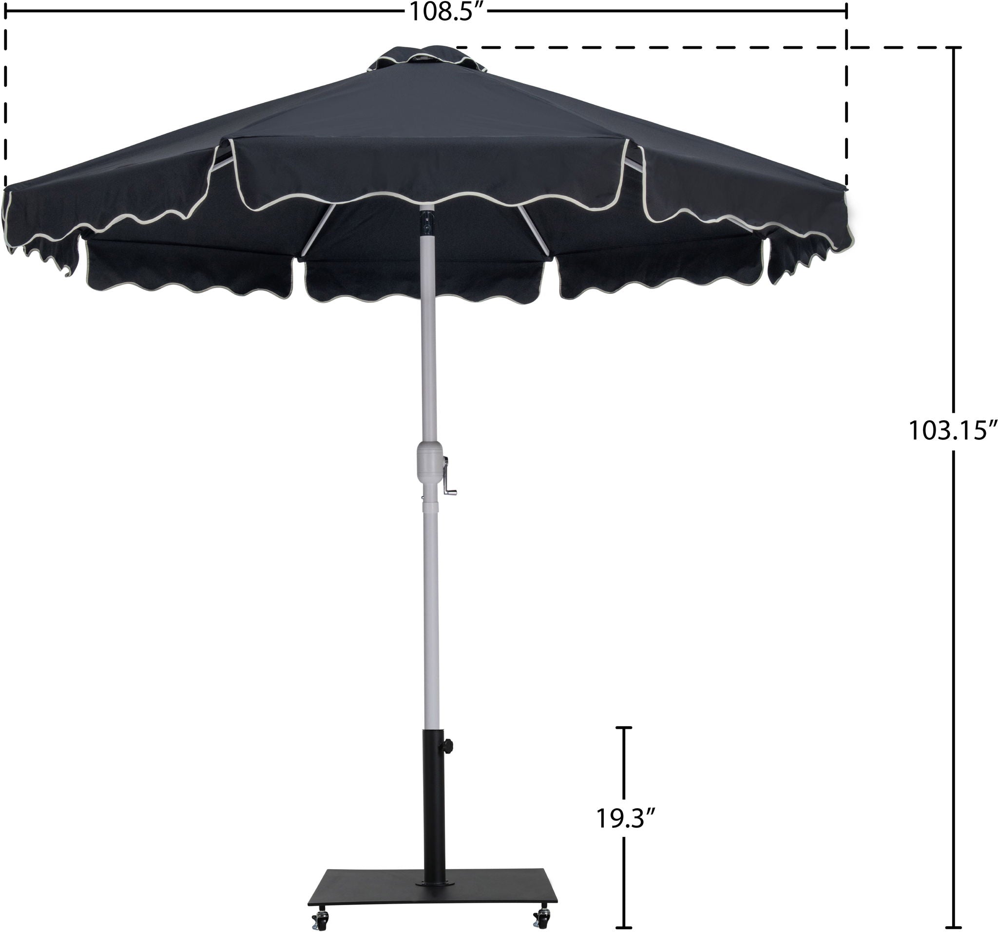 Amalfi - Aluminum Patio Umbrella - Black Base / White Pole