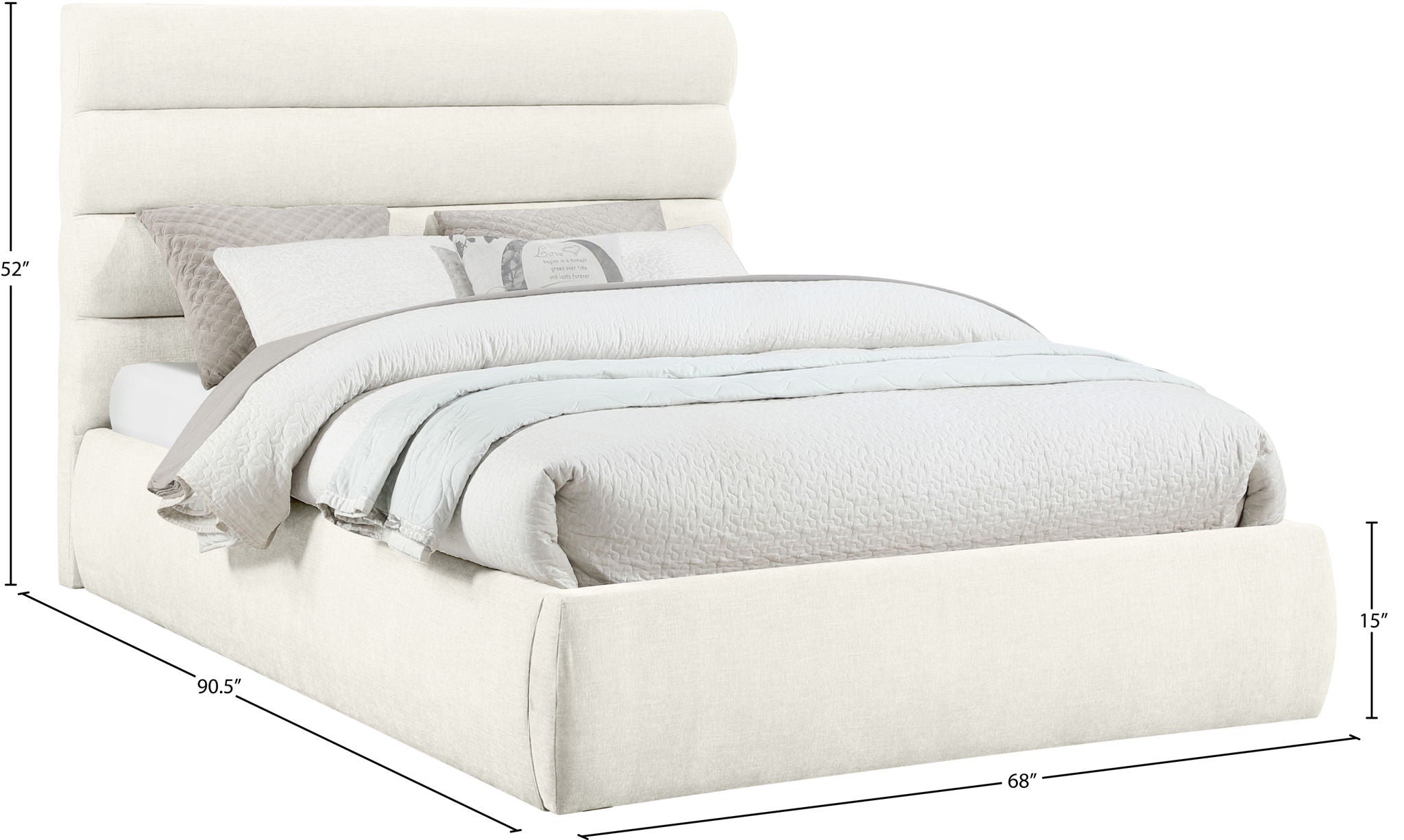 Adam - Chenille Fabric Bed With 52" Headboard