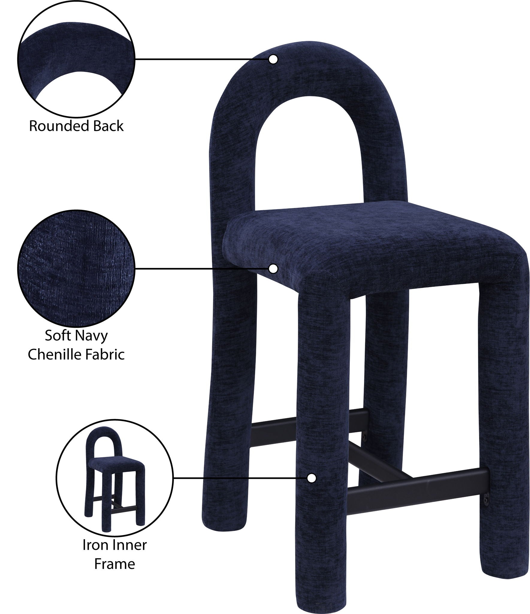 Amari - Chenille Fabric Stool