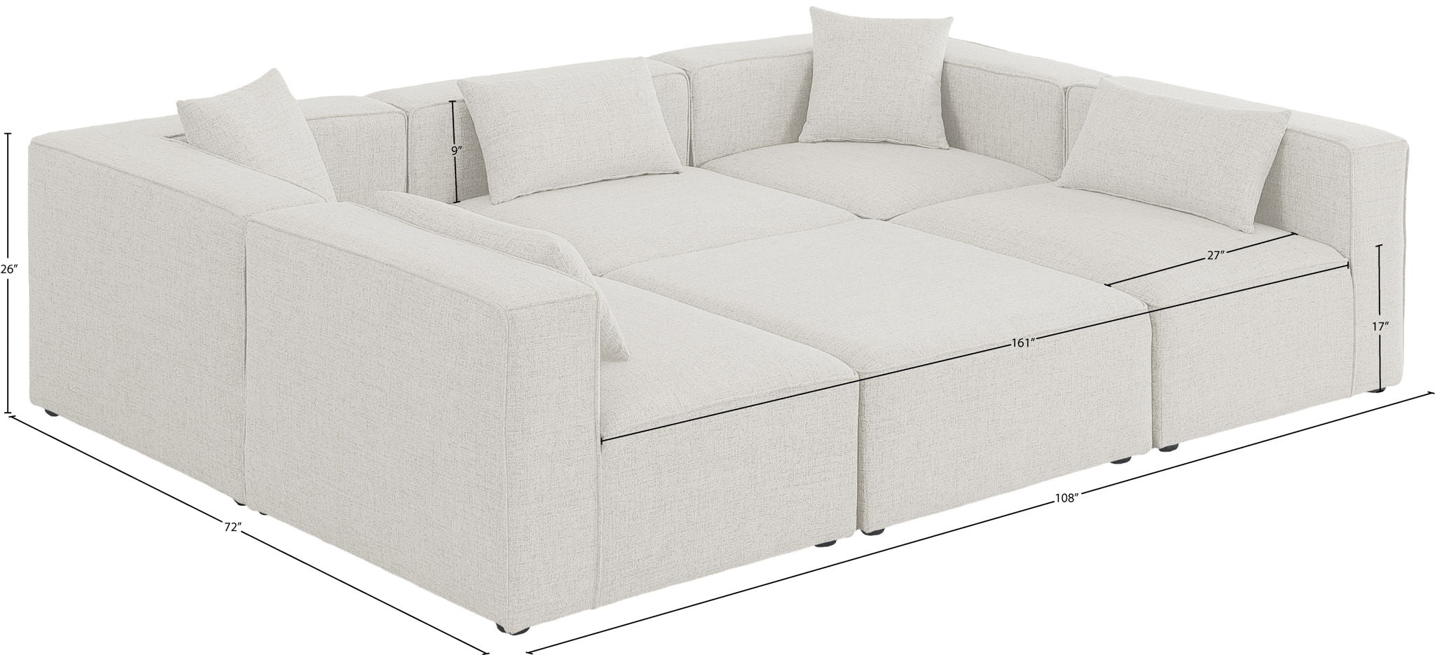 Cube - Linen 6 Piece Modular Sectional