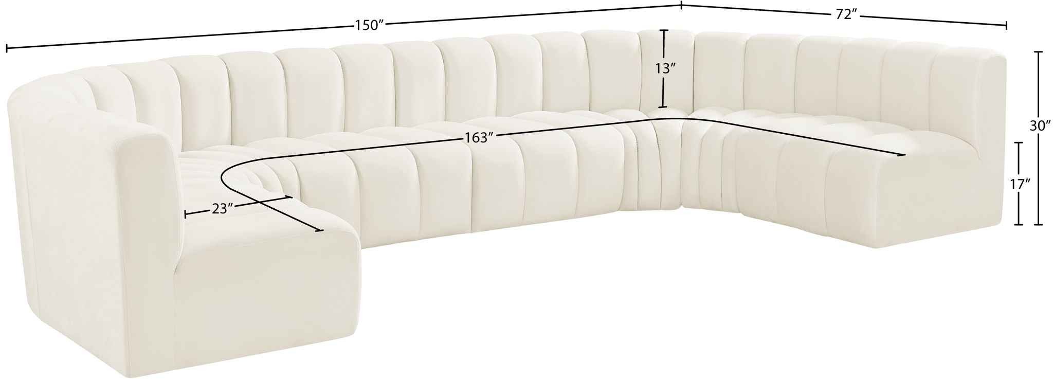 Arc - Velvet Modular U-Shaped Sectional