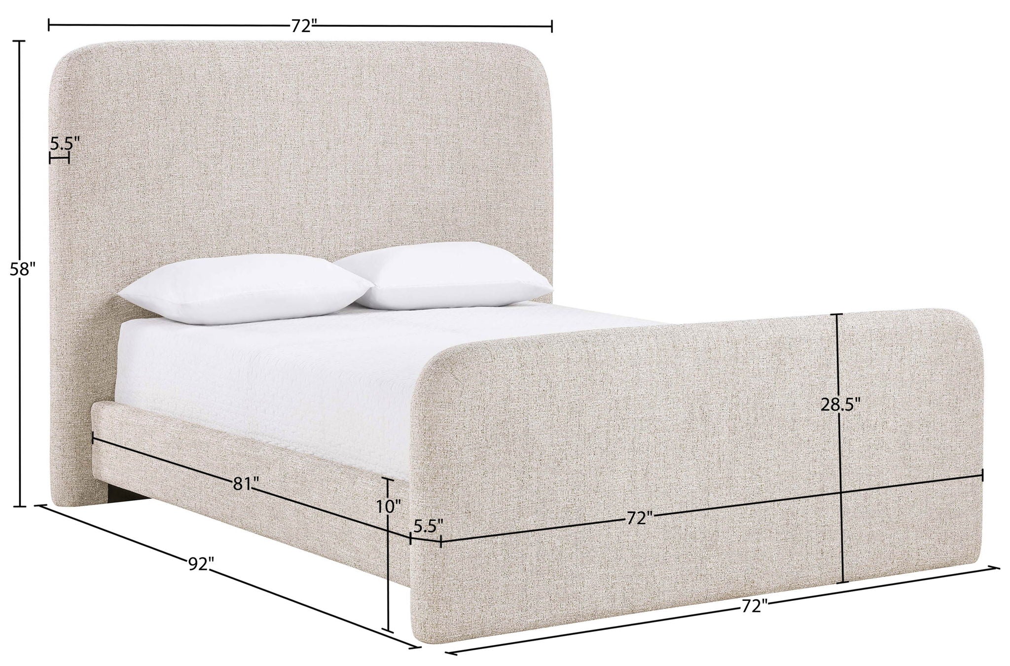 Fira - Linen Textured Fabric Upholstered Bed