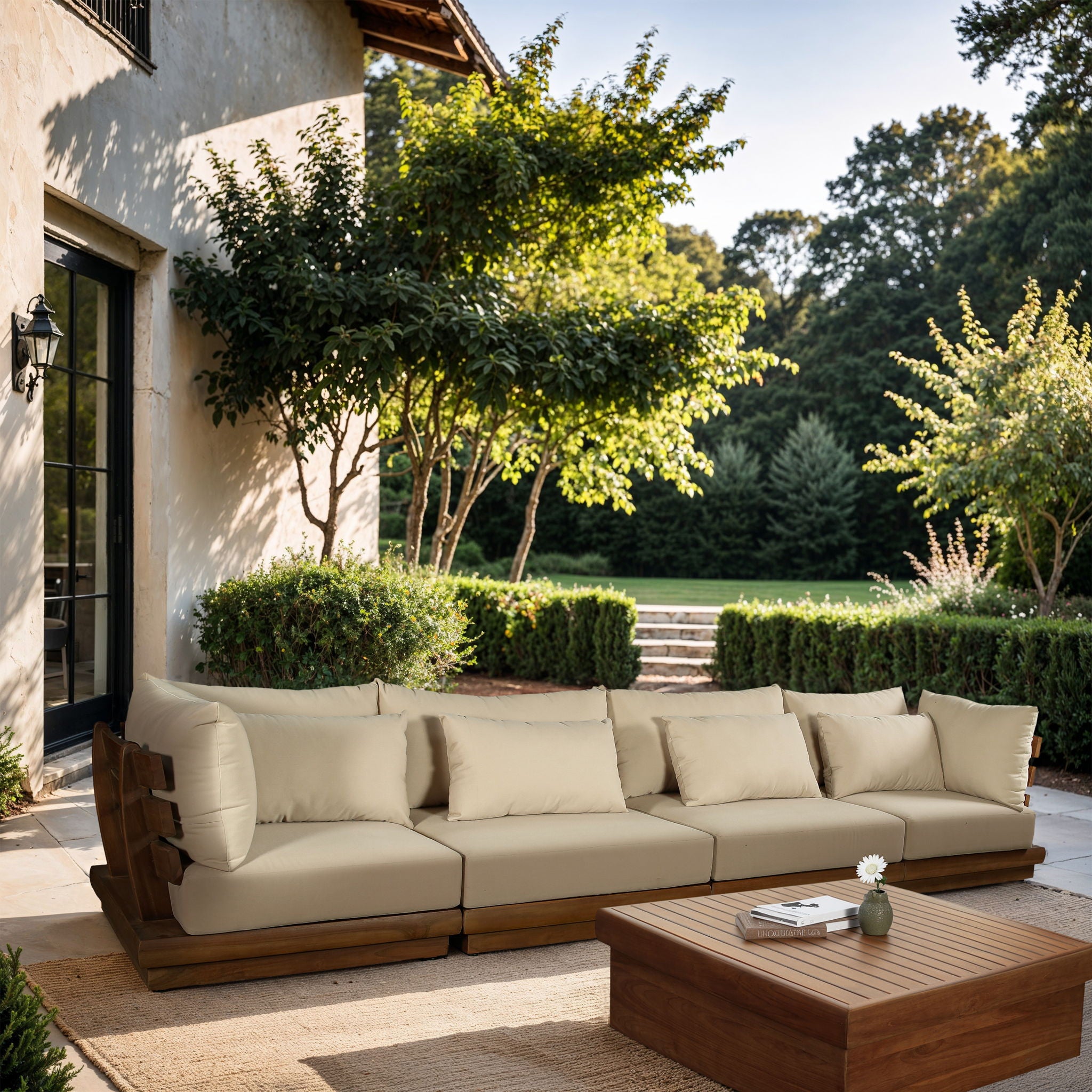 Mirella - 4 Piece Water Resistant Fabric Outdoor Patio Modular Sectional