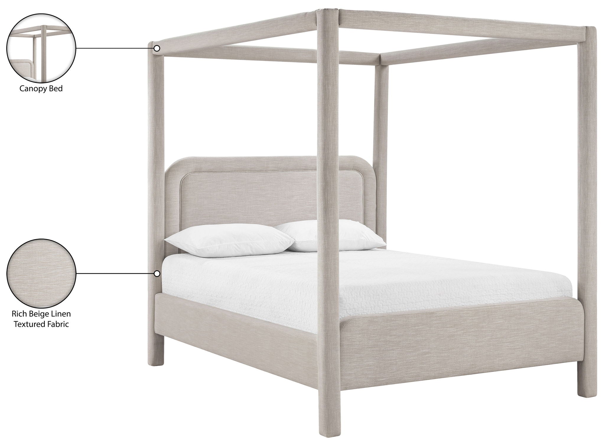 Salina - Linen Textured Fabric Upholstered Bed