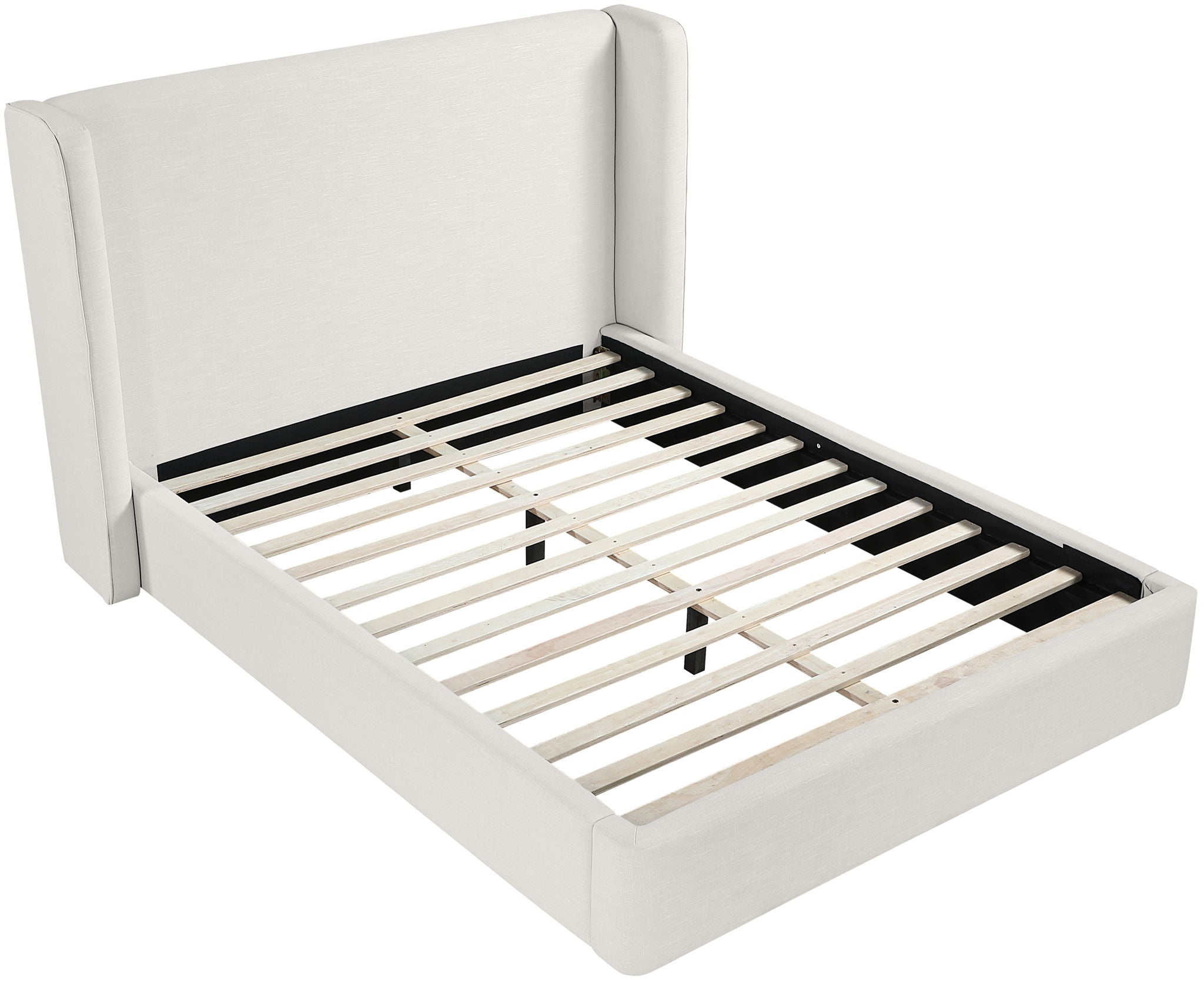 Kendall - Linen Textured Fabric Upholstered Bed - Cream