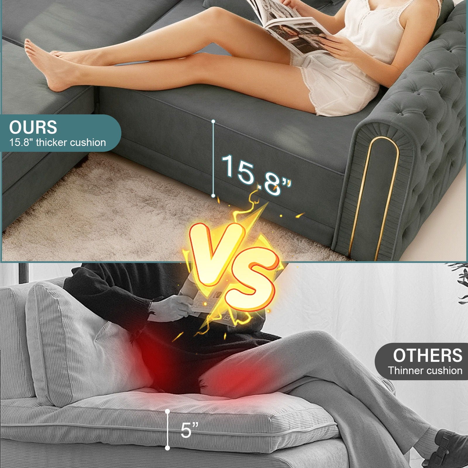 3-In-1 Convertible Sleeper Sofa With Movable Ottoman For Living Room