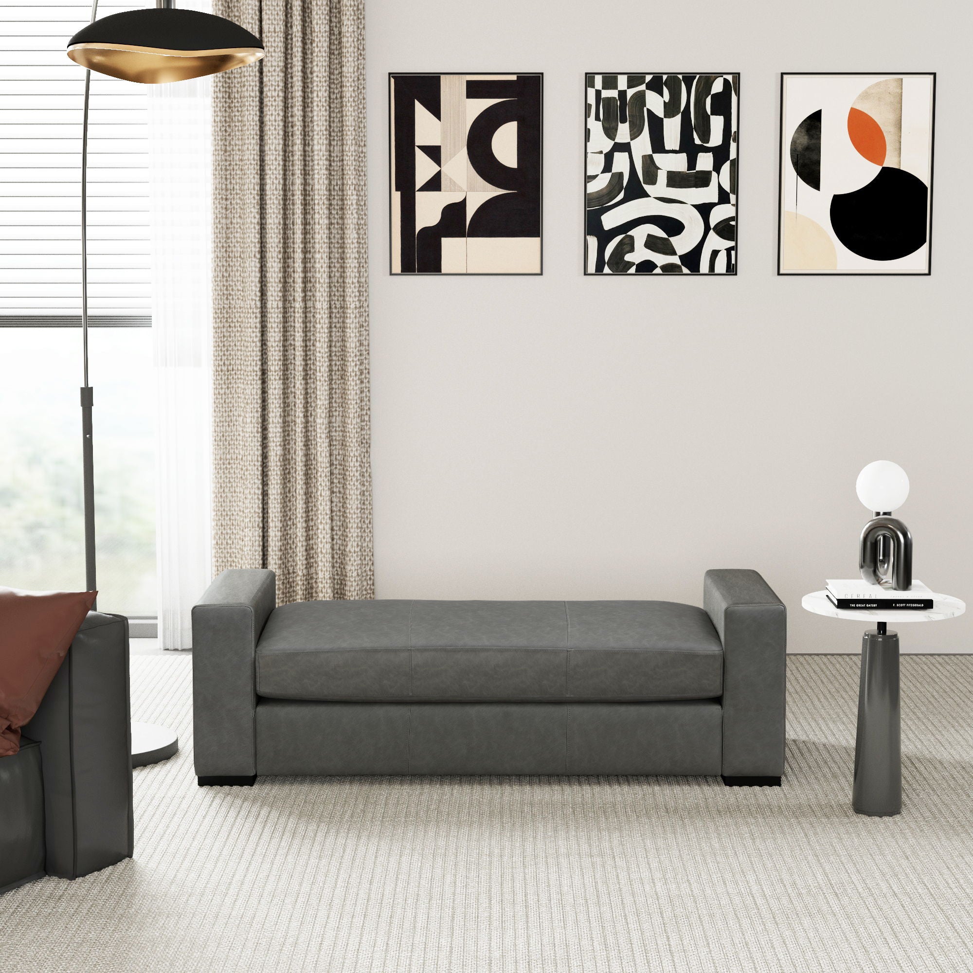 Ottoman With Unique Armrest Design For Living Spaces