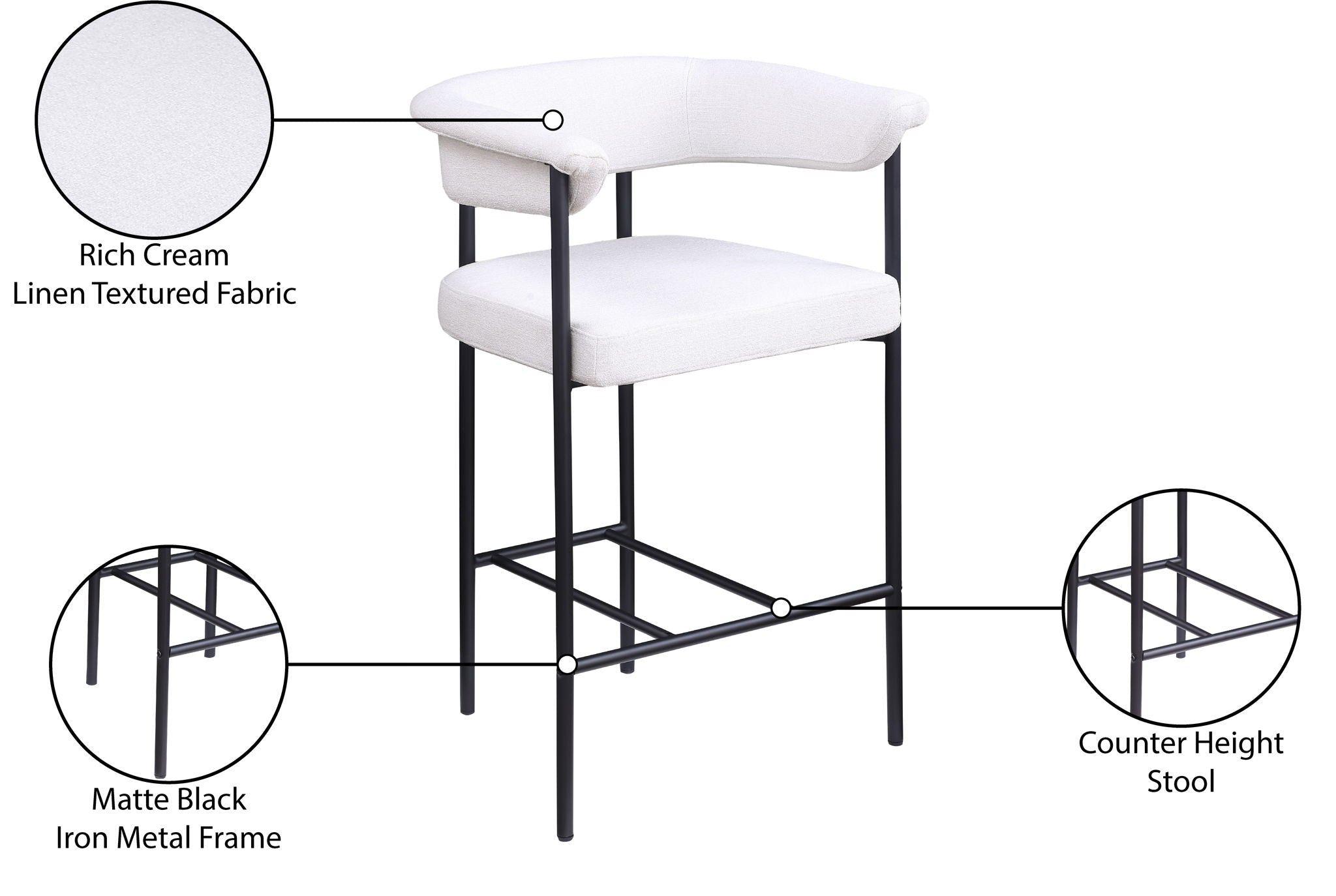 Malin - Linen Counter Stool (Set of 2)