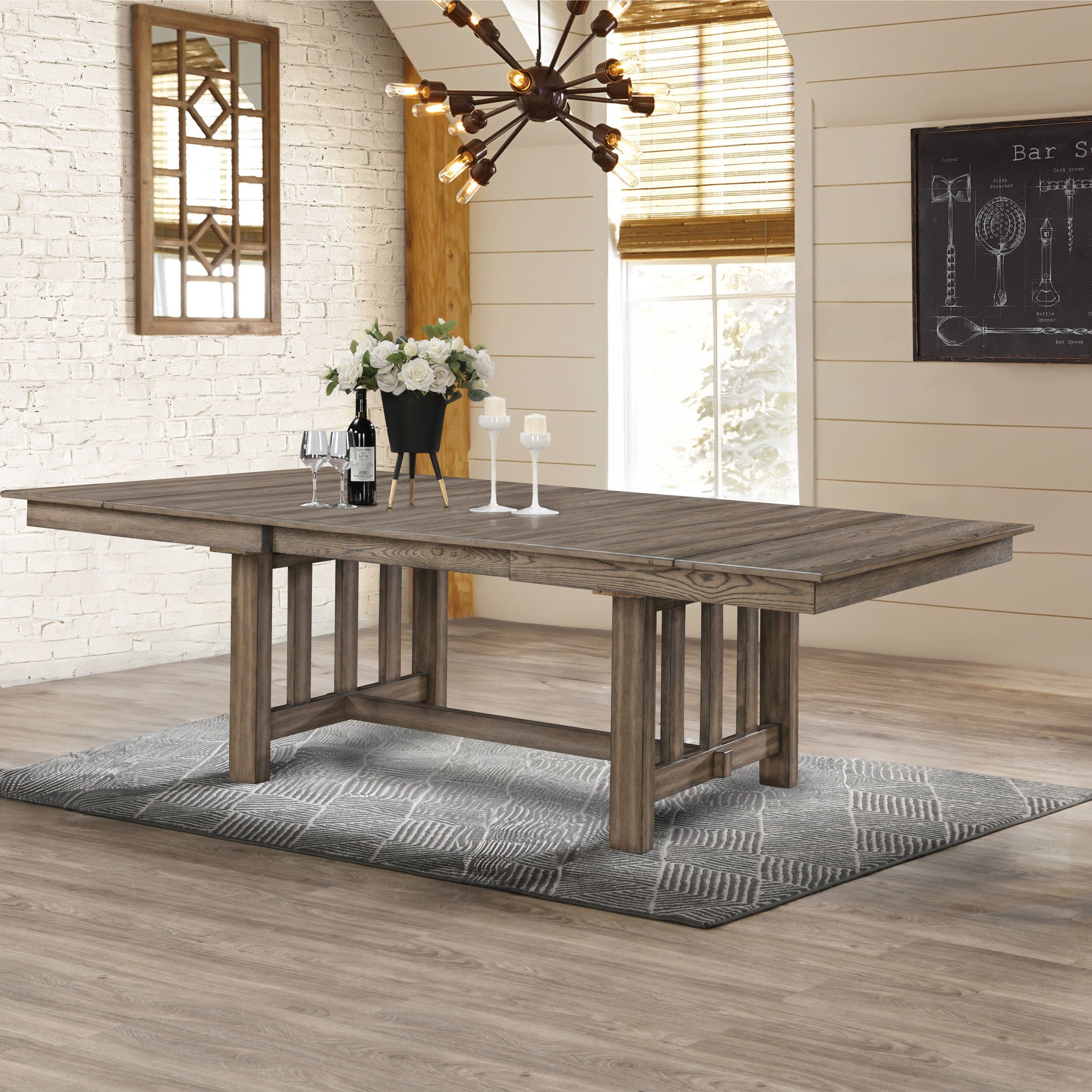 Harrisburg - Dining Table Top & Base - Brown