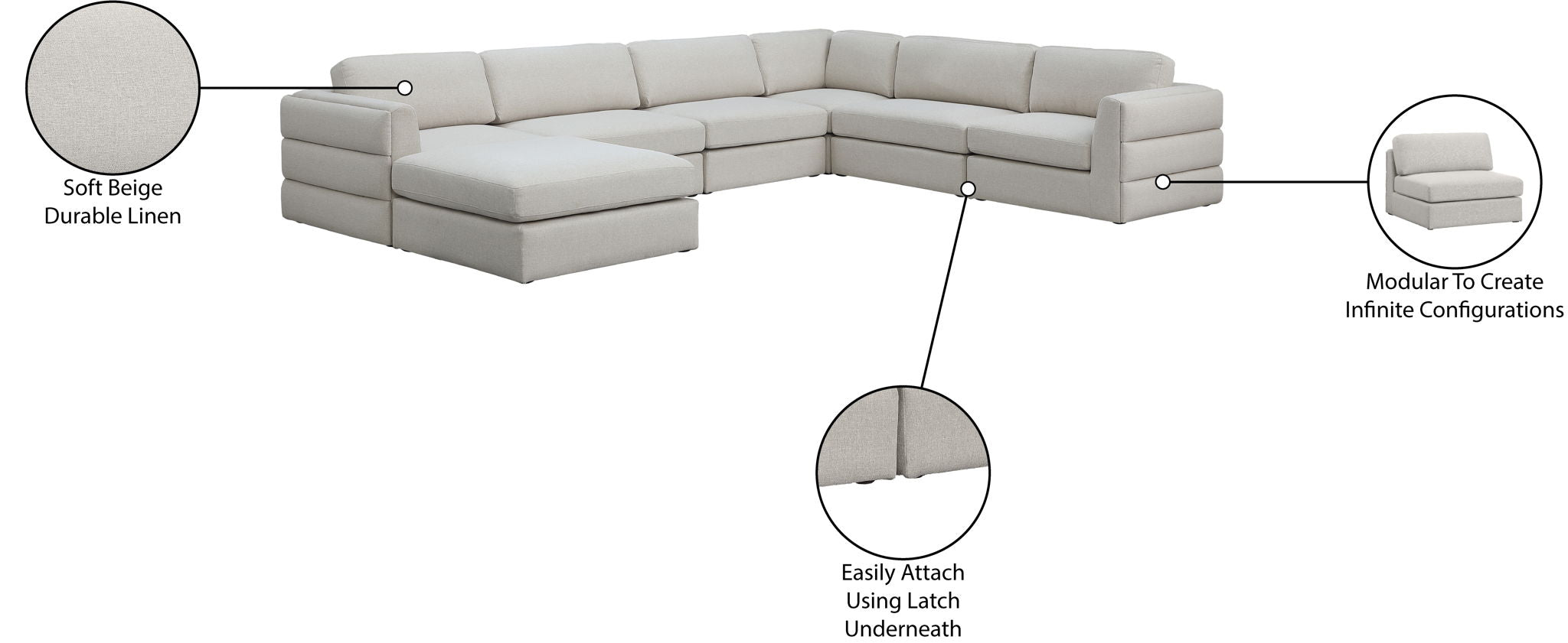 Beckham - 7 Piece Modular Sectional With Chaise