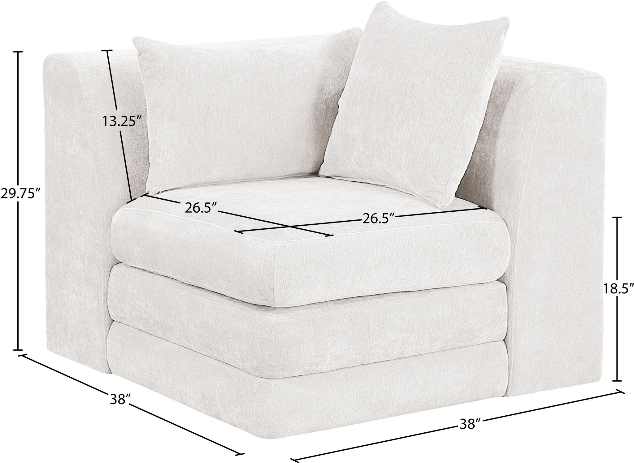 Stellar - Chenille Fabric Upholstered Modular Corner Chair