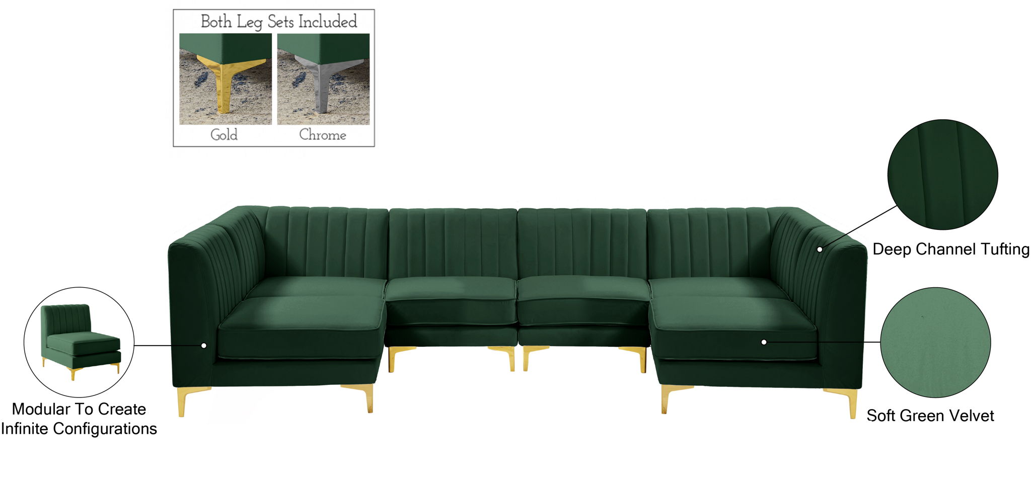 Alina - 6 Piece Modular U-Shaped Sectional