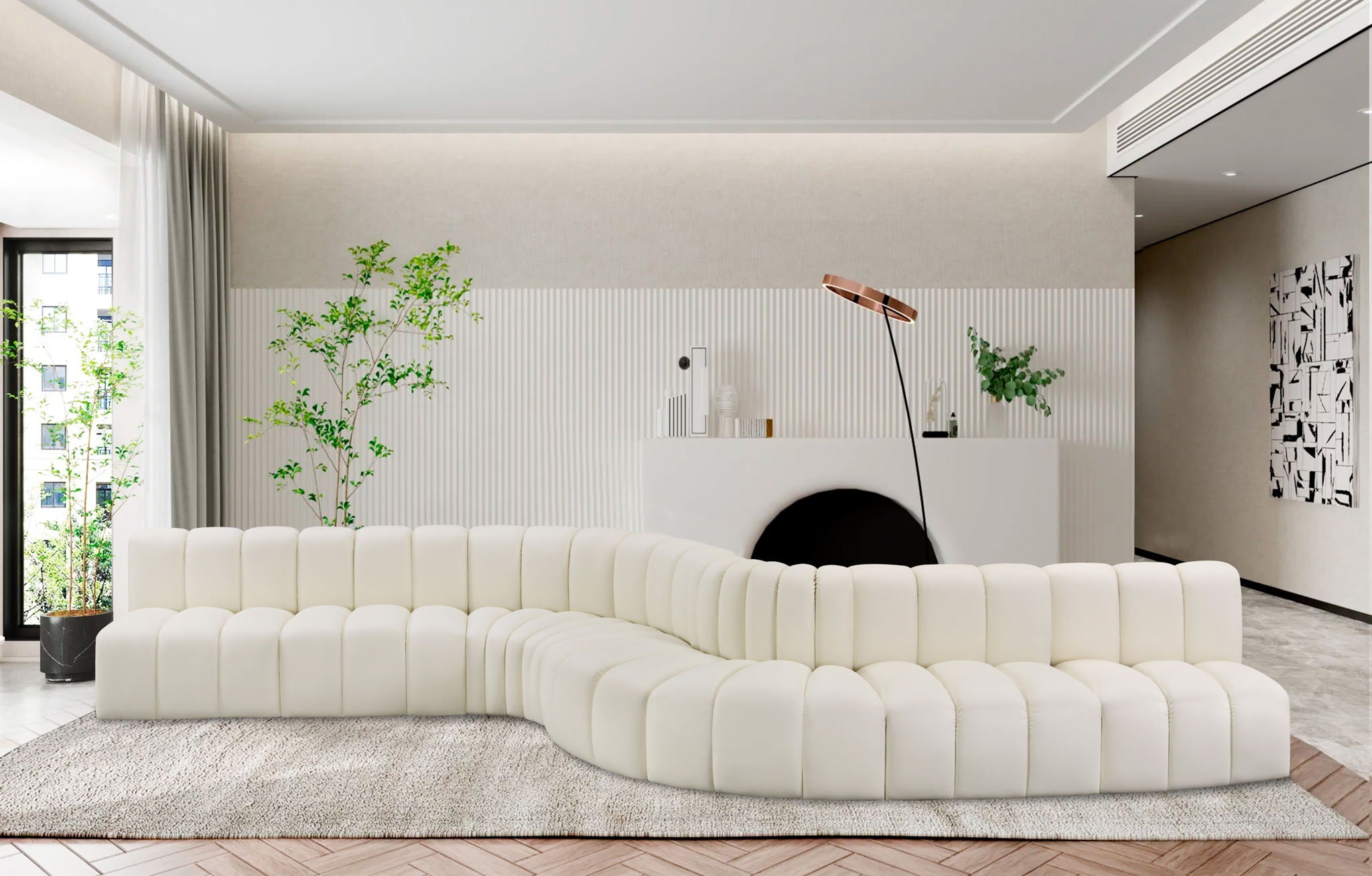 Arc - Faux Leather 8 Piece Curved Modular Sofa