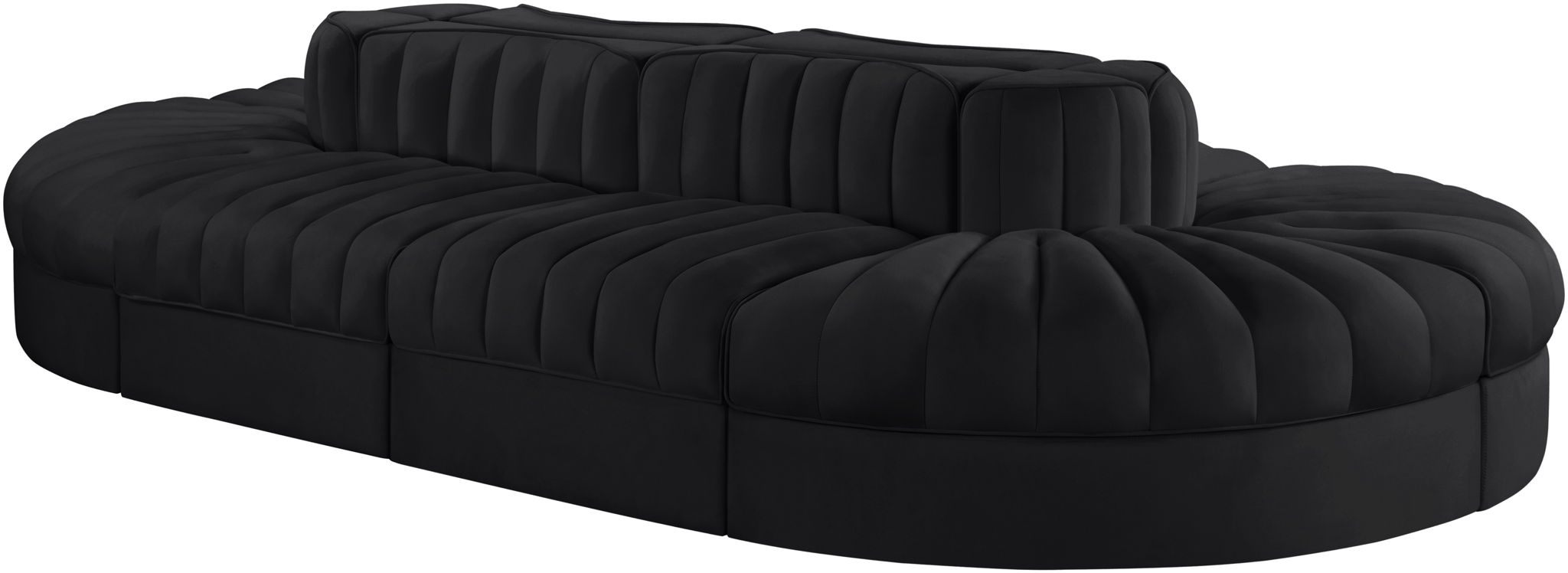 Rummi - Oval Velvet Performance Fabric Upholstered 8 Piece Modular Sectional