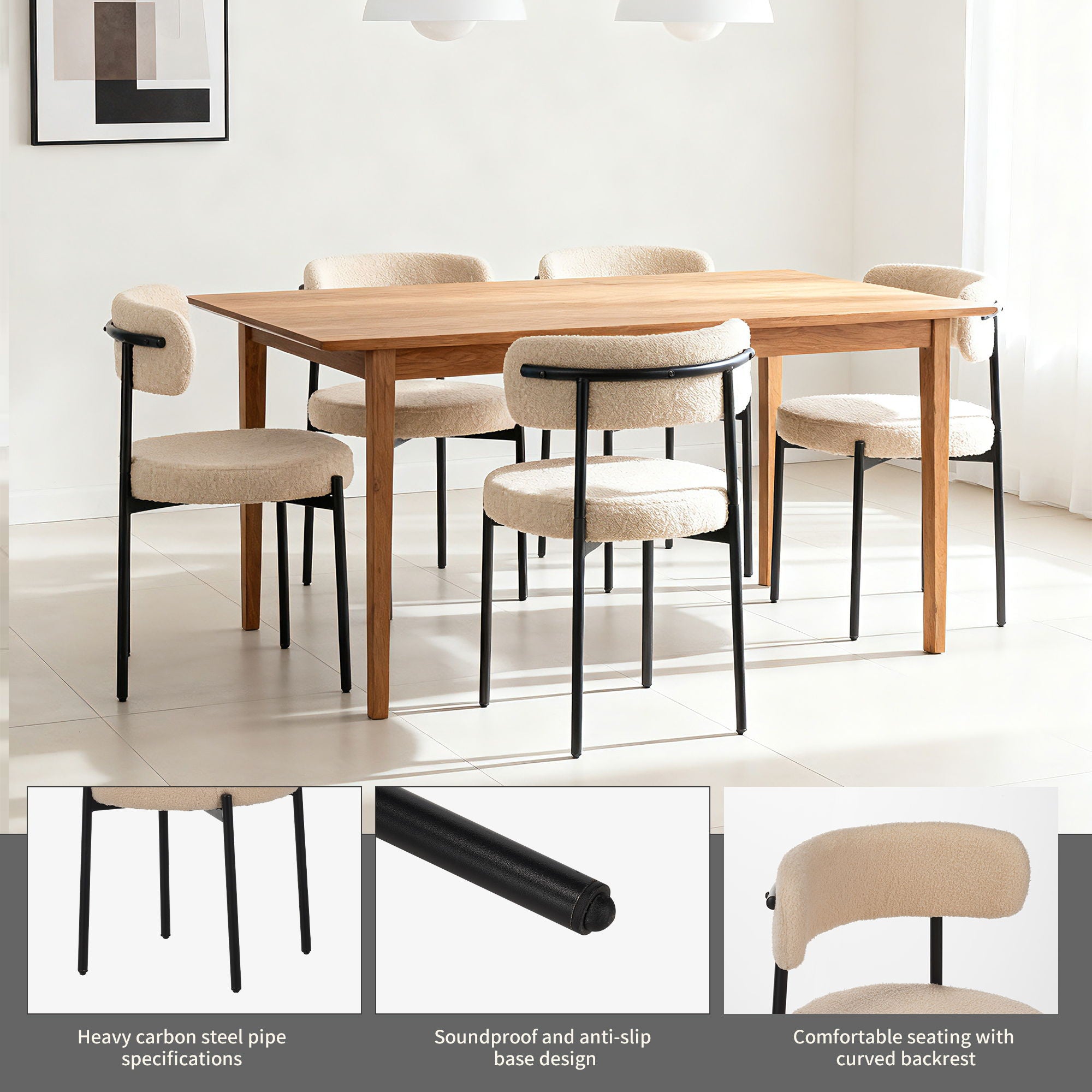 Medieval - Curved Back Kitchen Dining Chairs (Set of 4) - Beige